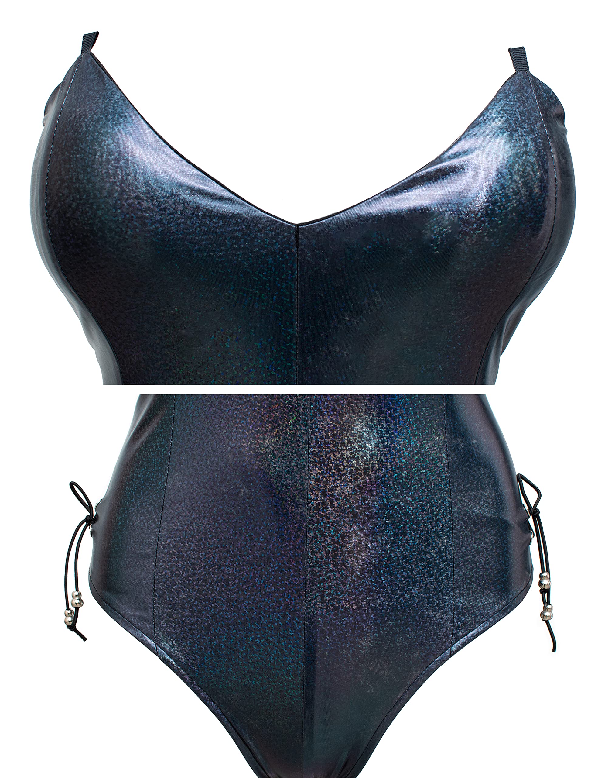 Women's Bunny Costume - Shimmering Holographic Bodysuit with Stockings Set | Anime Cosplay, Senpai Outfit, Party Wear for Halloween & Themed Events