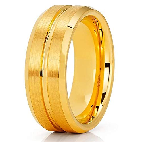 18K Gold Tungsten Ring for Men & Women - Anniversary Gift