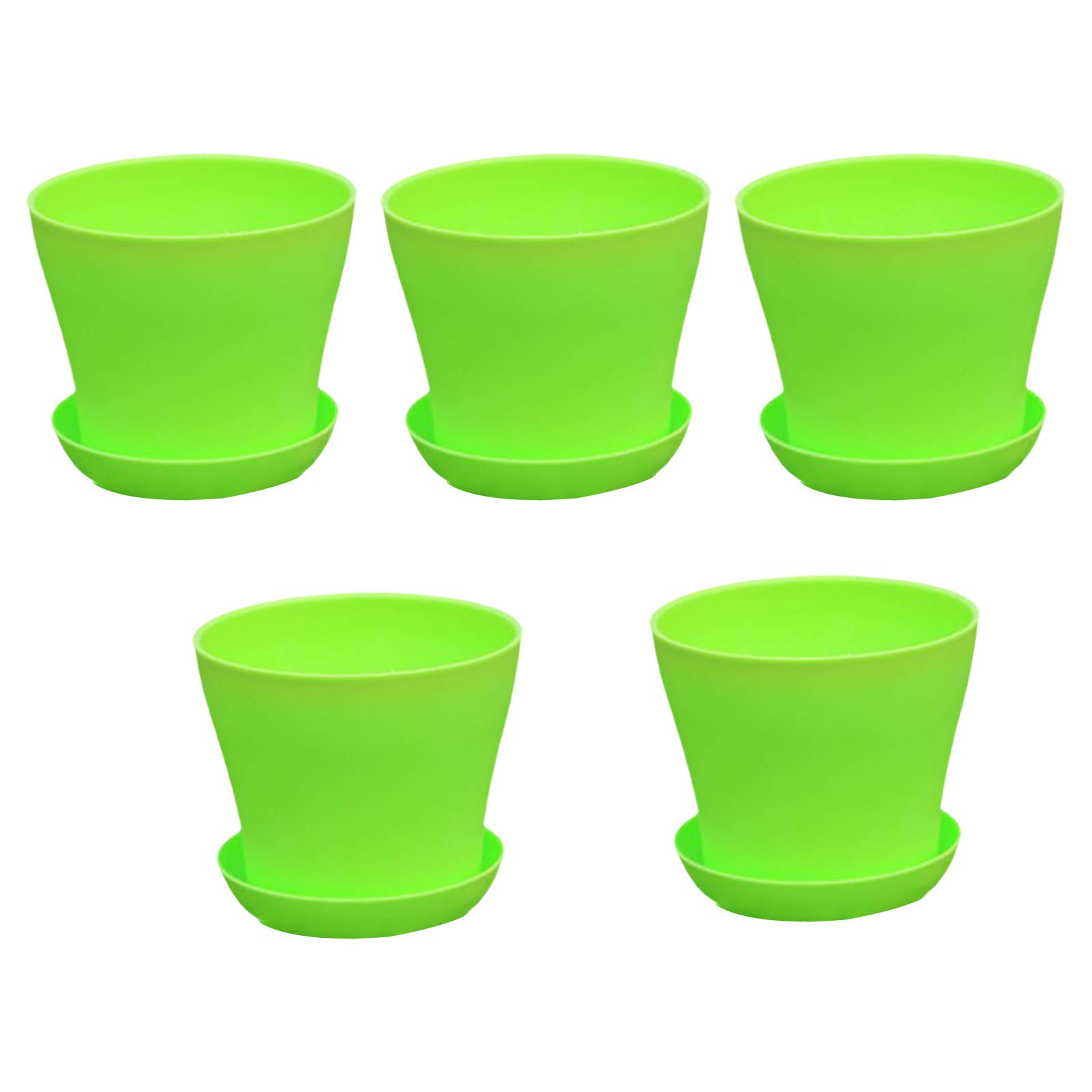 Qiguch66 Small Plant Pots - 5Pcs Odorless, Durable PP Flower Pots with Drainage Base for Indoor & Outdoor Plants - Green XS Size - Perfect for Succulents, Herbs and Home Garden Decor