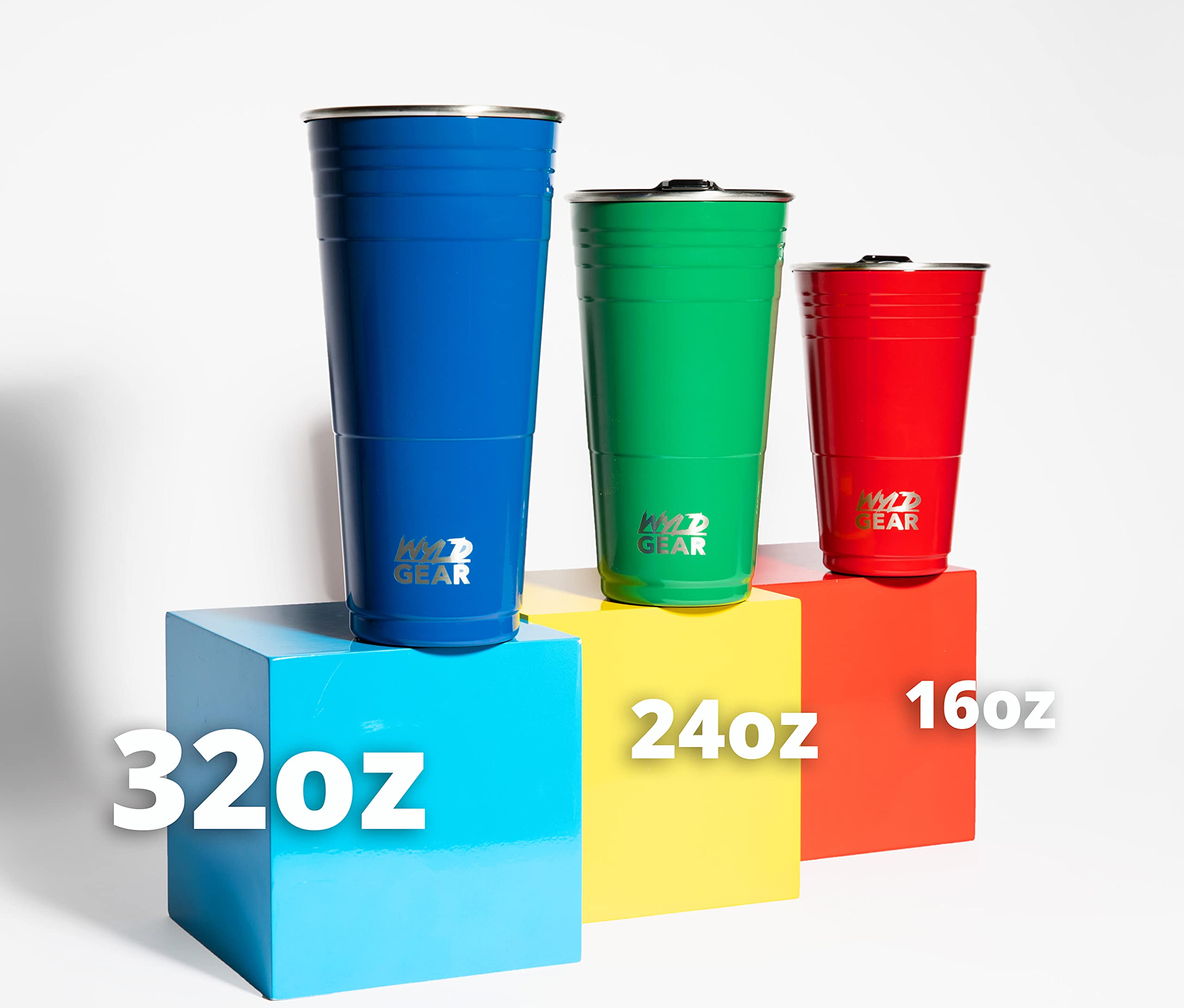 Wyld Gear 16 oz Insulated Stainless Steel Tumbler Cup with Lid - Gray | Reusable Party Cup for Beer, Cocktails & Cold Drinks | Perfect for BBQs, Tailgating & Outdoor Events