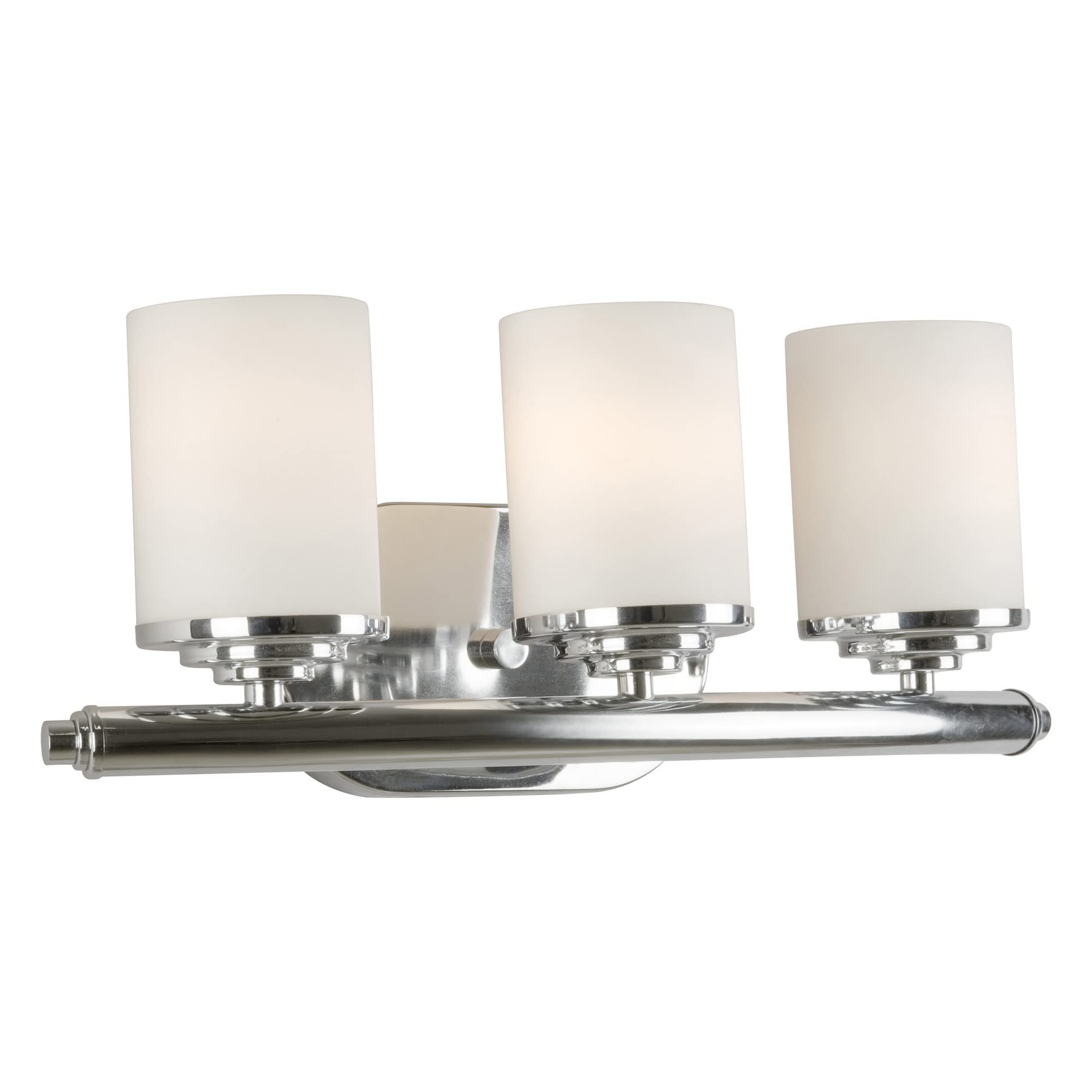 3-Light Bathroom Vanity Light Fixture - Chrome Finish with Satin Opal Glass Shades - Perfect for Bathroom, Powder Room & Dressing Area Lighting
