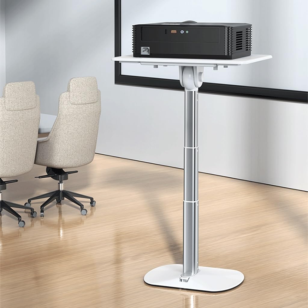 Adjustable Telescopic Projector Stand with Floor-to-Ceiling Mount - Universal Projector Bracket for Home Theater, Office Presentations & Outdoor Movie Nights - Heavy Duty Lift Mechanism with Vertical Tray Shelf