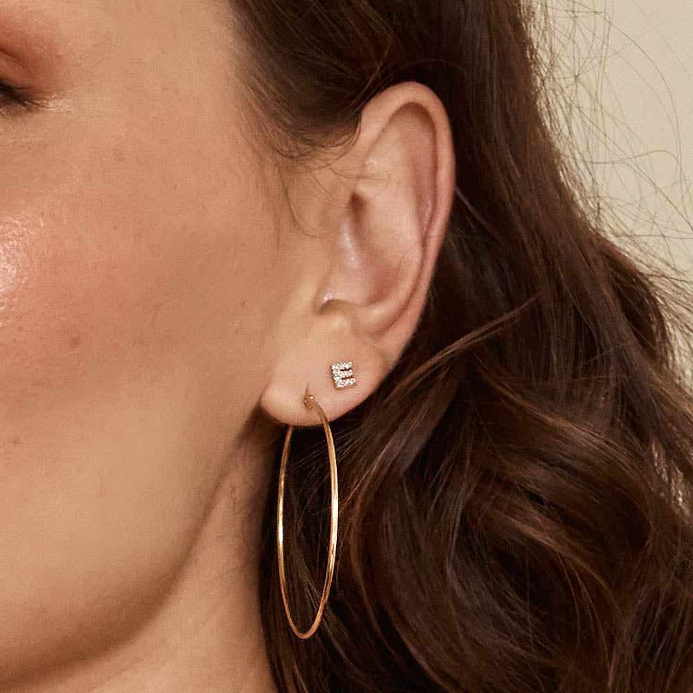 10k Gold Diamond Letter E Single Stud Earring - Elegant Initial Jewelry for Women, Perfect for Gifts, Everyday Wear & Special Occasions