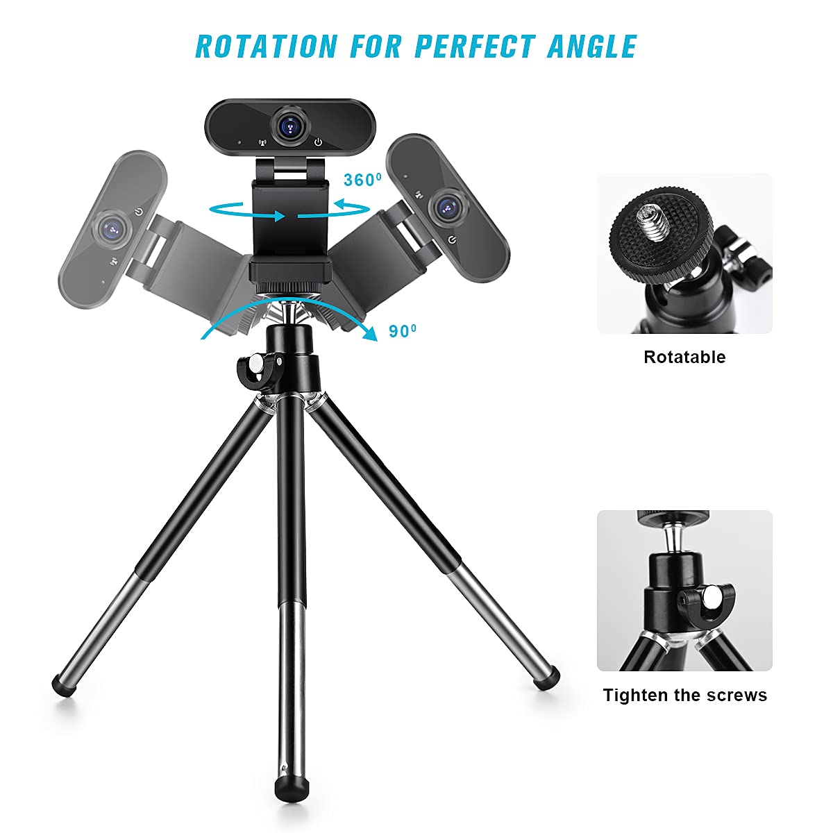 Portable Mini Tripod for Phone & Webcam - Adjustable Metal Stand with Universal Phone Holder (Black) | Perfect for Vlogging, Live Streaming & Video Calls