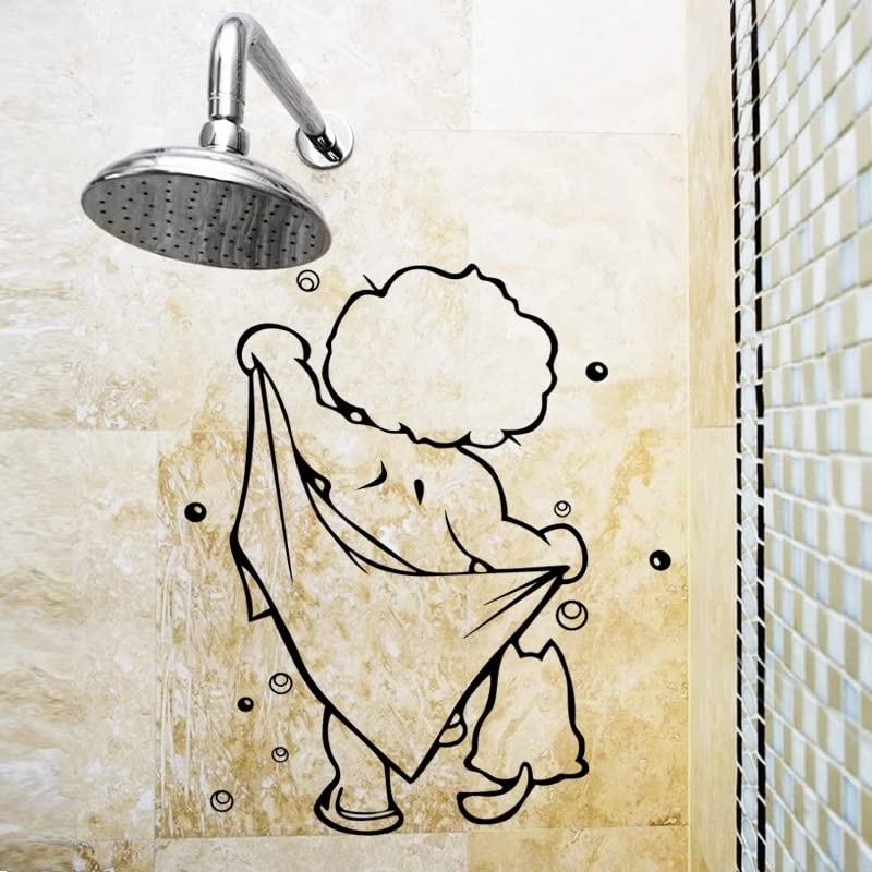 Waterproof Removable Shower Glass Door Stickers - Cute Kids Bathroom Wall Decals for Baby Bathing & Home Decor - Perfect for Nursery, Bathtub Safety, and Bathroom Wall Art