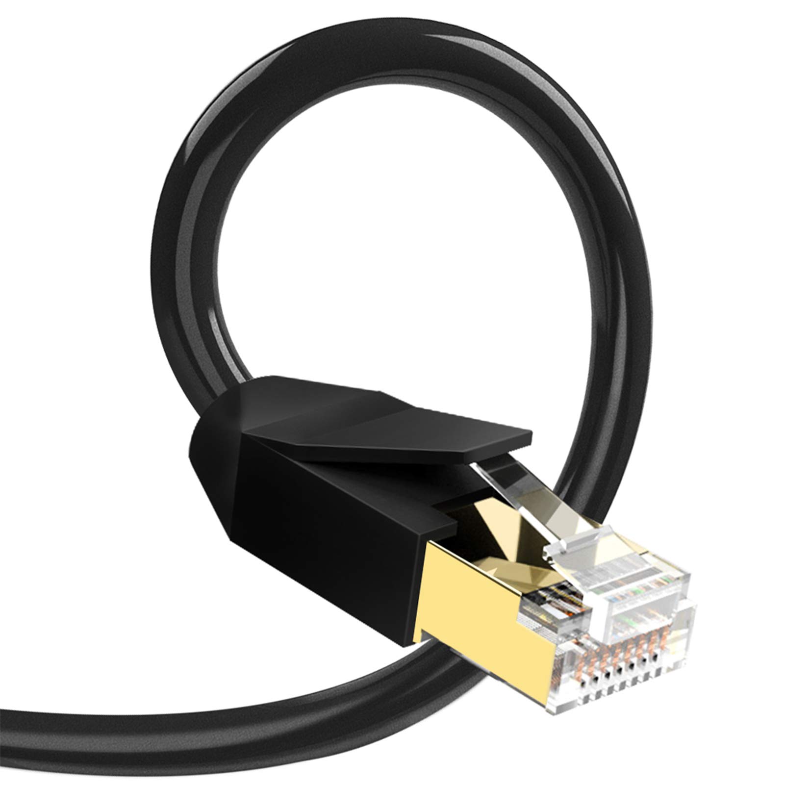 GLANICS CAT 8 Ethernet Cable 1ft 2 Pack - High Speed 40Gbps 2000MHz Shielded RJ45 Network Cord for Gaming, Streaming & Office Use - Compatible with Router, Modem, PS5, Xbox, PC, Laptop (Black) - Perfect for Lag-Free Online Gaming & 4K Video Streaming