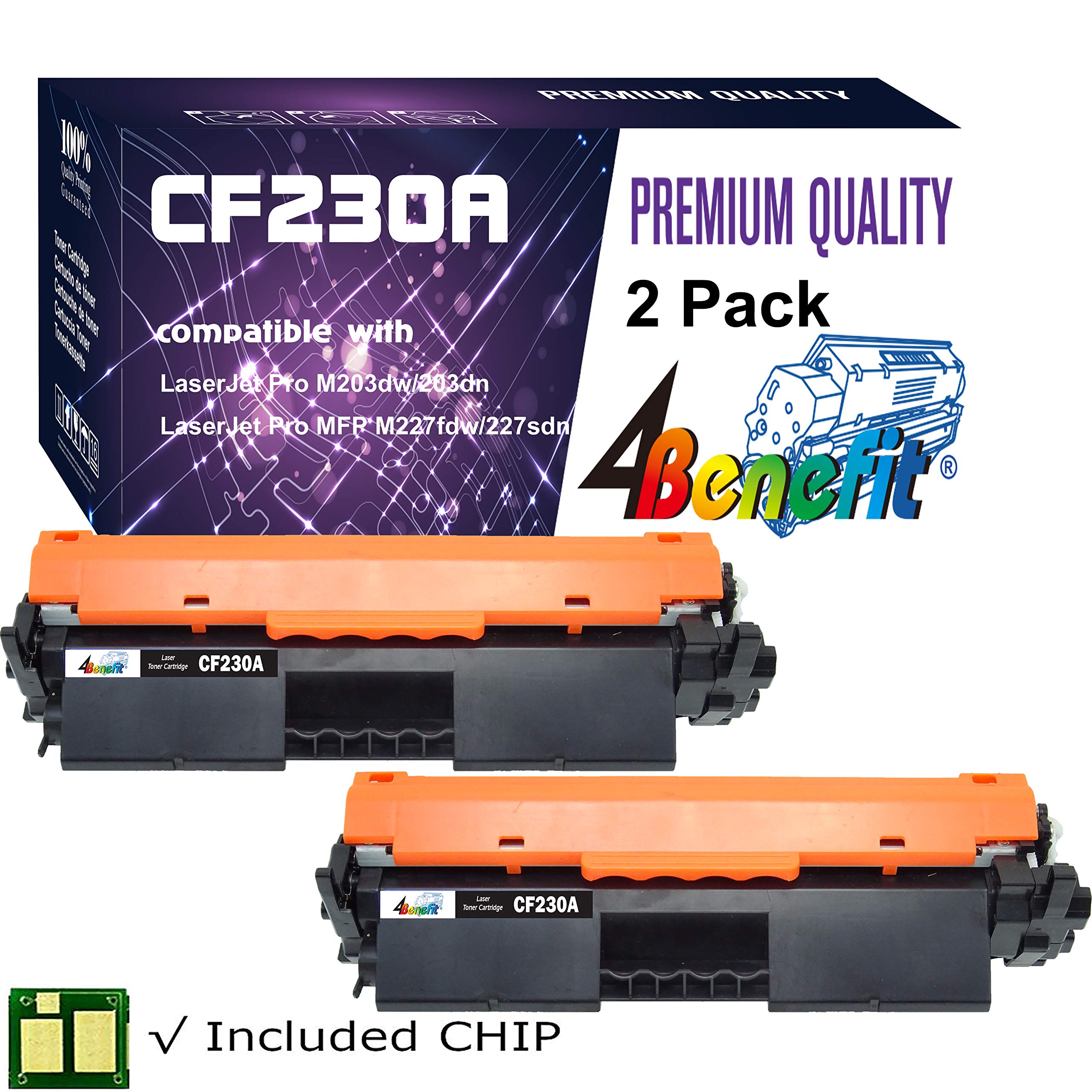 4Benefit High-Yield HP 30A Compatible Toner Cartridge - Replacement for CF230A - Works with HP LaserJet Pro M203d/M203dn/M203dw/M227d/M227fdn/M227fdw - Ideal for Office Printing & Small Business Documents
