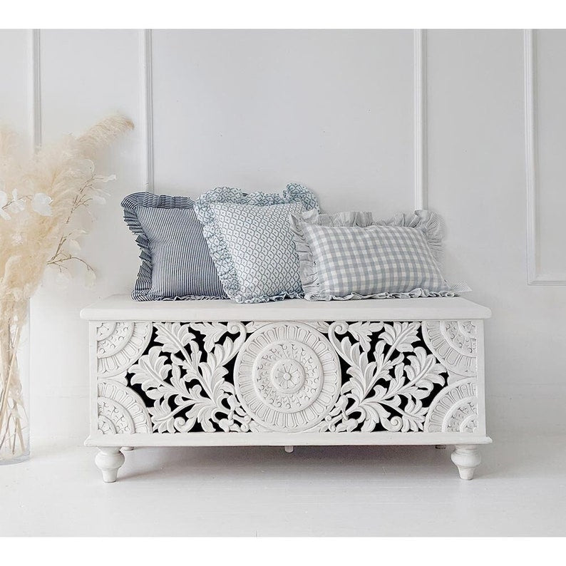 Hand Carved Lombok Blanket Box - Traditional Wooden Storage Chest for Blankets, Linens & Home Decor | Perfect for Bedroom, Living Room & Nursery Organization