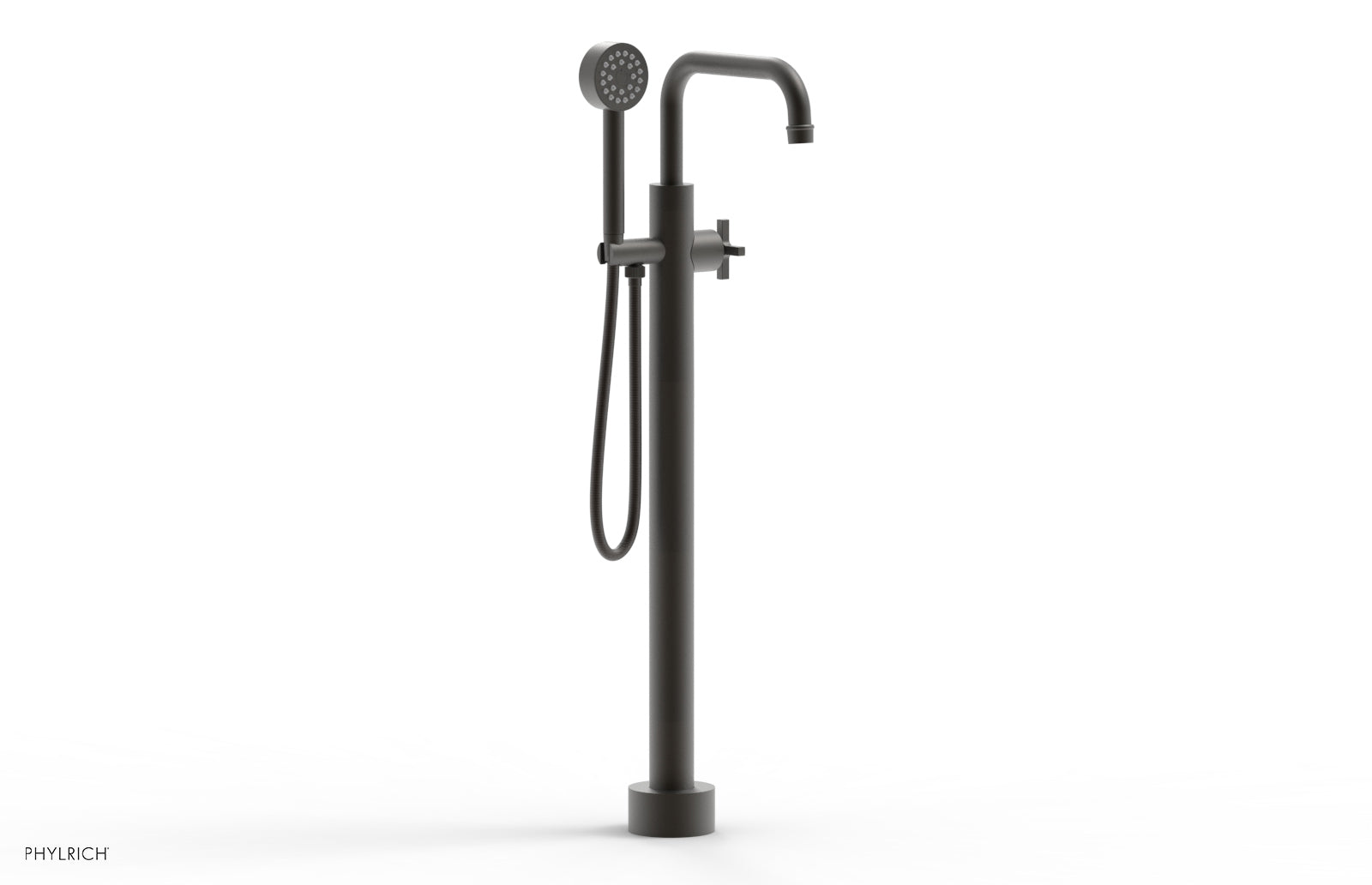 HEX MODERN Tall Floor Mount Tub Filler with Cross Handle & Hand Shower - Model 501 54 01 | Luxury Bathroom Fixture for Spa-Like Experience