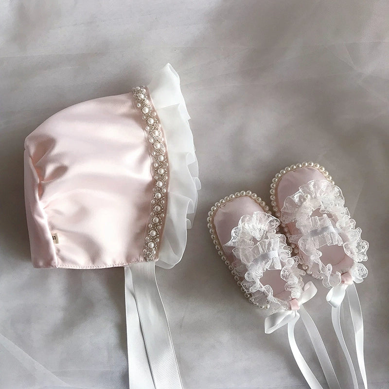 Baby Pearl Soft Hat and Shoes Set for Newborns - Cute & Comfortable Infant Outfit for Photos, Parties, and Everyday Wear