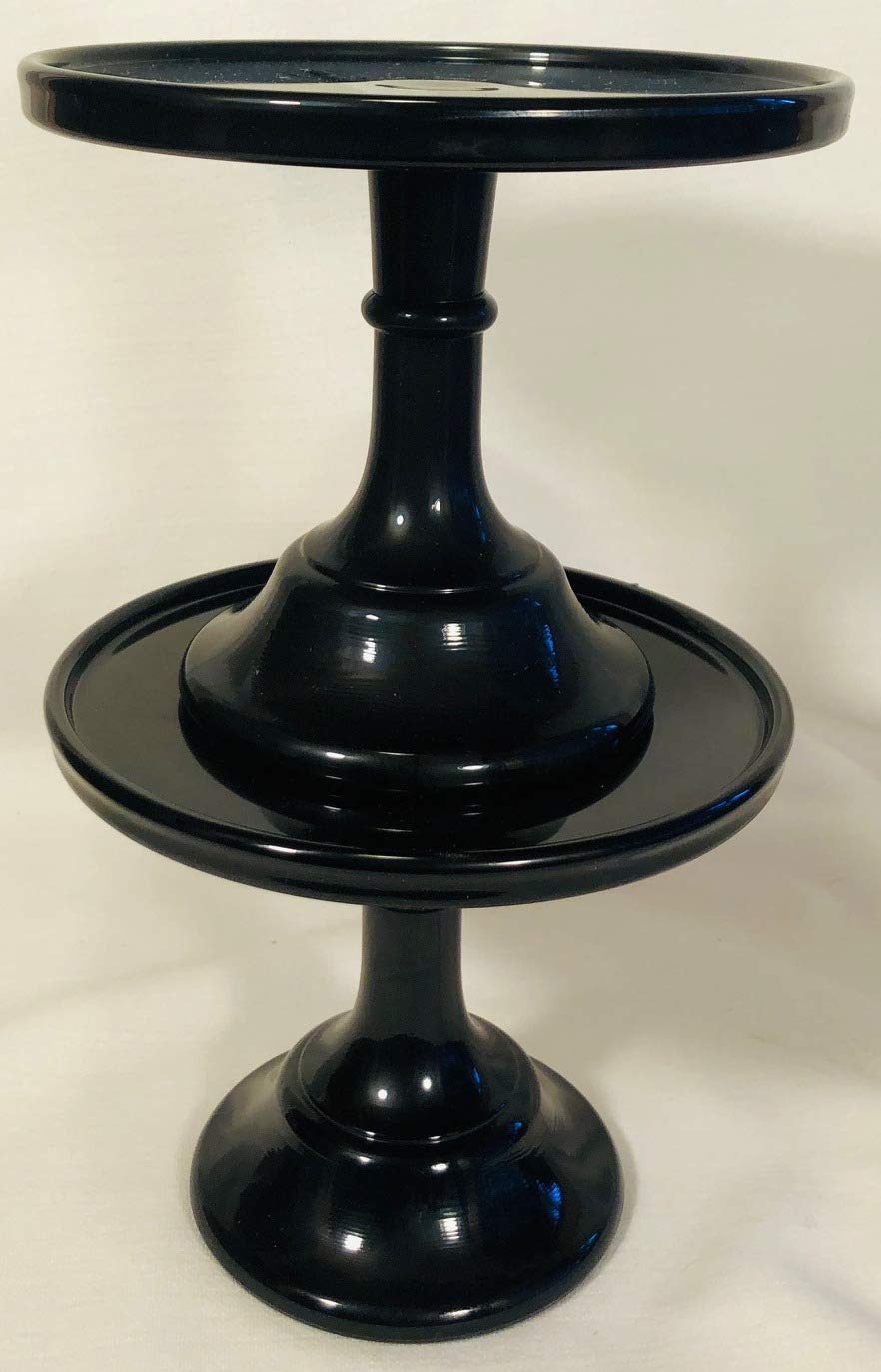 Mosser Glass Black Bakery Cake Plates & Cupcake Stands - Set of 2 (9 Inch) - Plain Simple Pattern for Wedding, Birthday Party Dessert Display