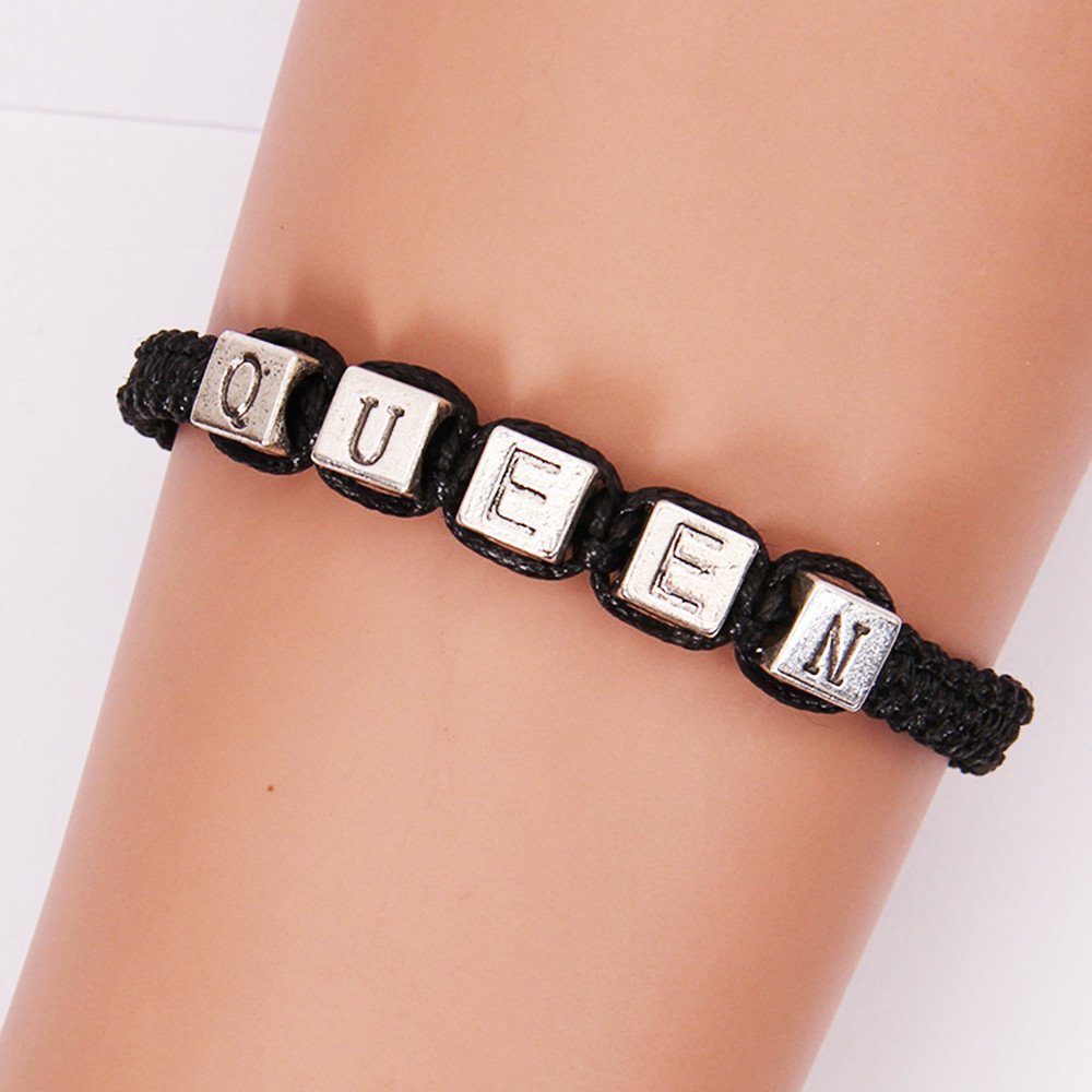 Braided Couple Bracelet with Alloy Charms - Black for Daily Wear & Gifts
