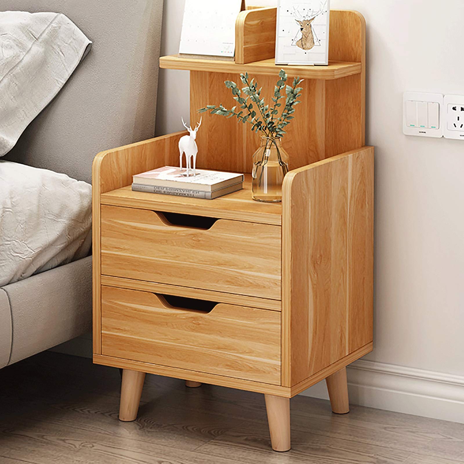 3-Tier End Table with 2 Storage Drawers - Modern Nightstand, Coffee Table & Side Table for Living Room, Bedroom - Easy Assembly Multi-Purpose Snack Table & Sofa Side Table - Perfect for Small Spaces & Home Decor