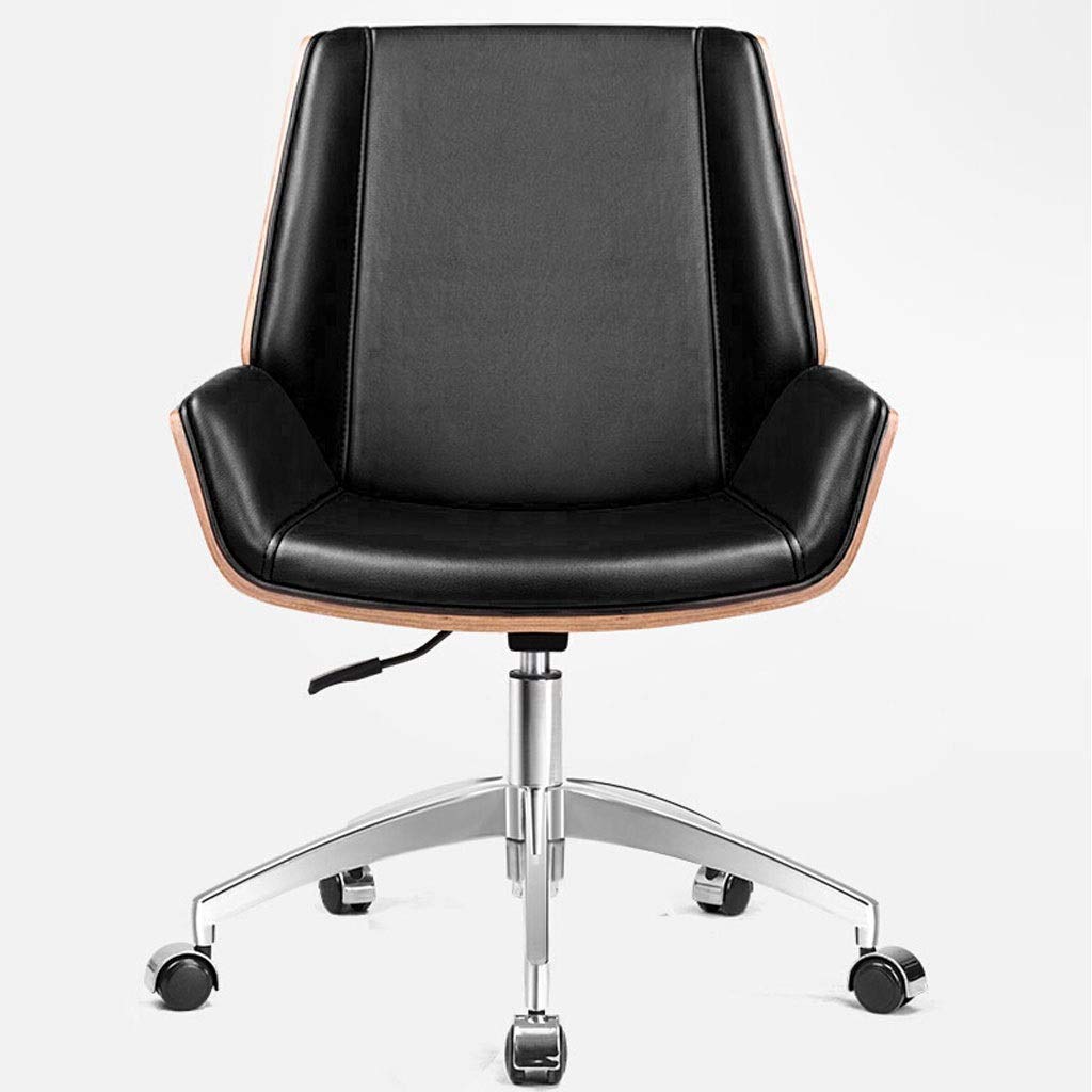 Premium Leather Office Chair - Ergonomic Executive Swivel Chair with Adjustable Height, Lumbar Support & Smooth Rolling Casters - Perfect for Home Office, Conference Room & Boss Desk (Black)