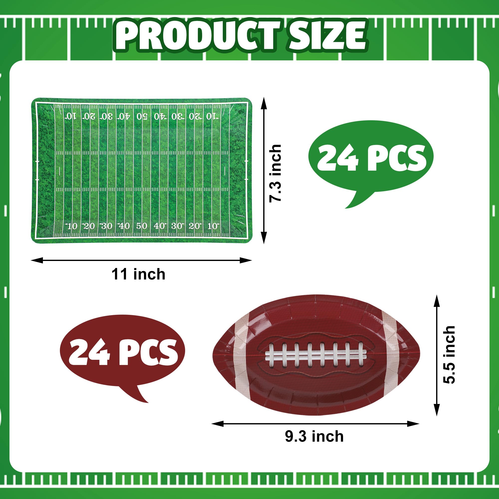 Augisteen 48-Pack Football Themed Disposable Paper Plates - Super Bowl Party Supplies, Sports Game Day & Birthday Party Decorations - Perfect for Football Tailgates, Sports-Themed Events, and Birthday Celebrations