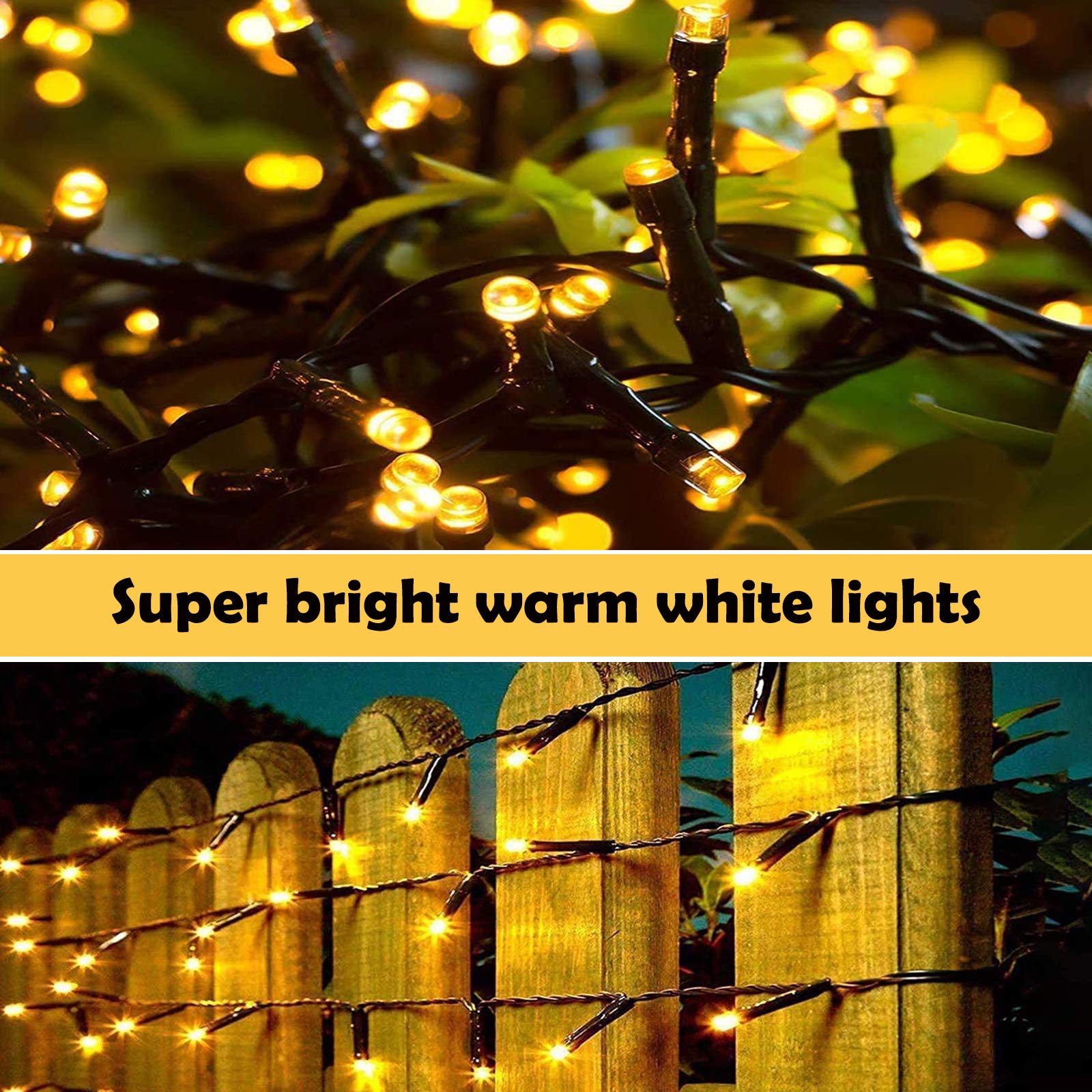 300 LED Christmas String Lights Outdoor - 100ft Connectable with 8 Lighting Modes, Warm White Waterproof Holiday Lights for Tree Decorations, Home, Party & Indoor Xmas Decor - Perfect for Holiday Season, Backyard, Garden and Window Displays