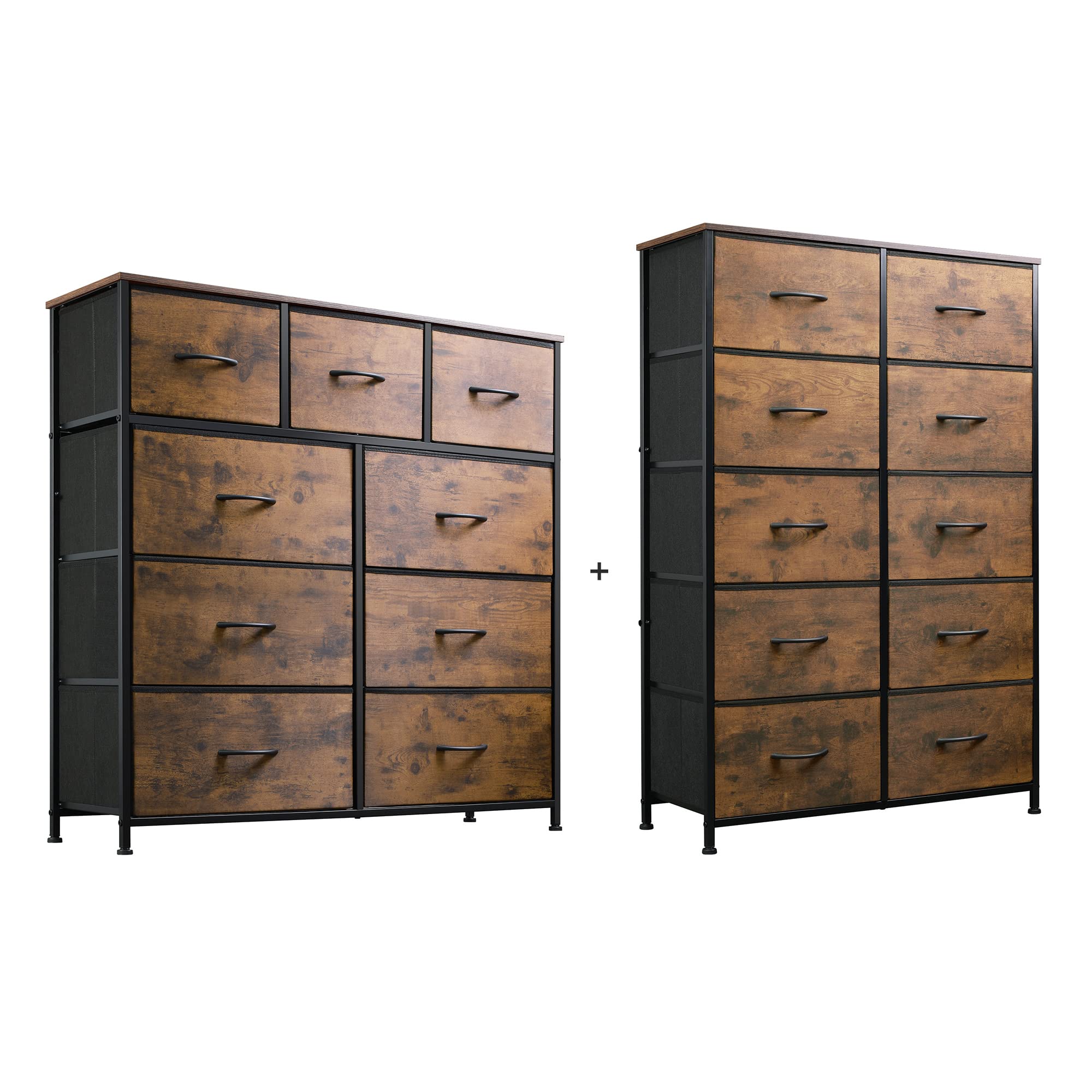 WLIVE 9-Drawer Dresser & 10-Drawer Tall Chest Organizer Set - Fabric Storage Tower for Bedroom, Nursery, Entryway, Closets - Charcoal Gray - Perfect for Organizing Clothes, Toys & Home Essentials