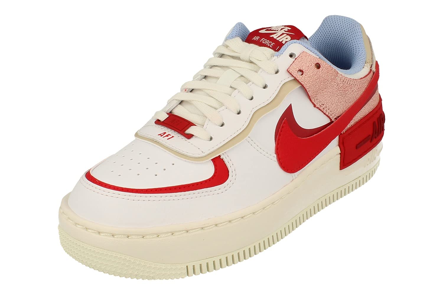 Nike Women's Air Force 1 Shadow AF1 Sneakers - Summit White/University Red - UK 7.5 US 10 EU 42 - Comfortable Athletic Shoes for Running, Gym & Casual Wear