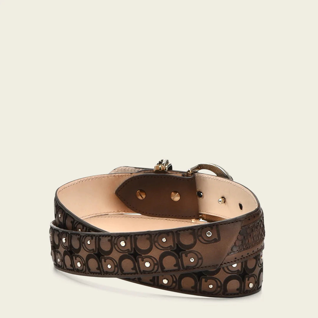 CDA30PH Cuadra Brown Western Cowgirl Python Belt for Women - Stylish Accessory for Rodeo, Country Music Festivals & Western Fashion