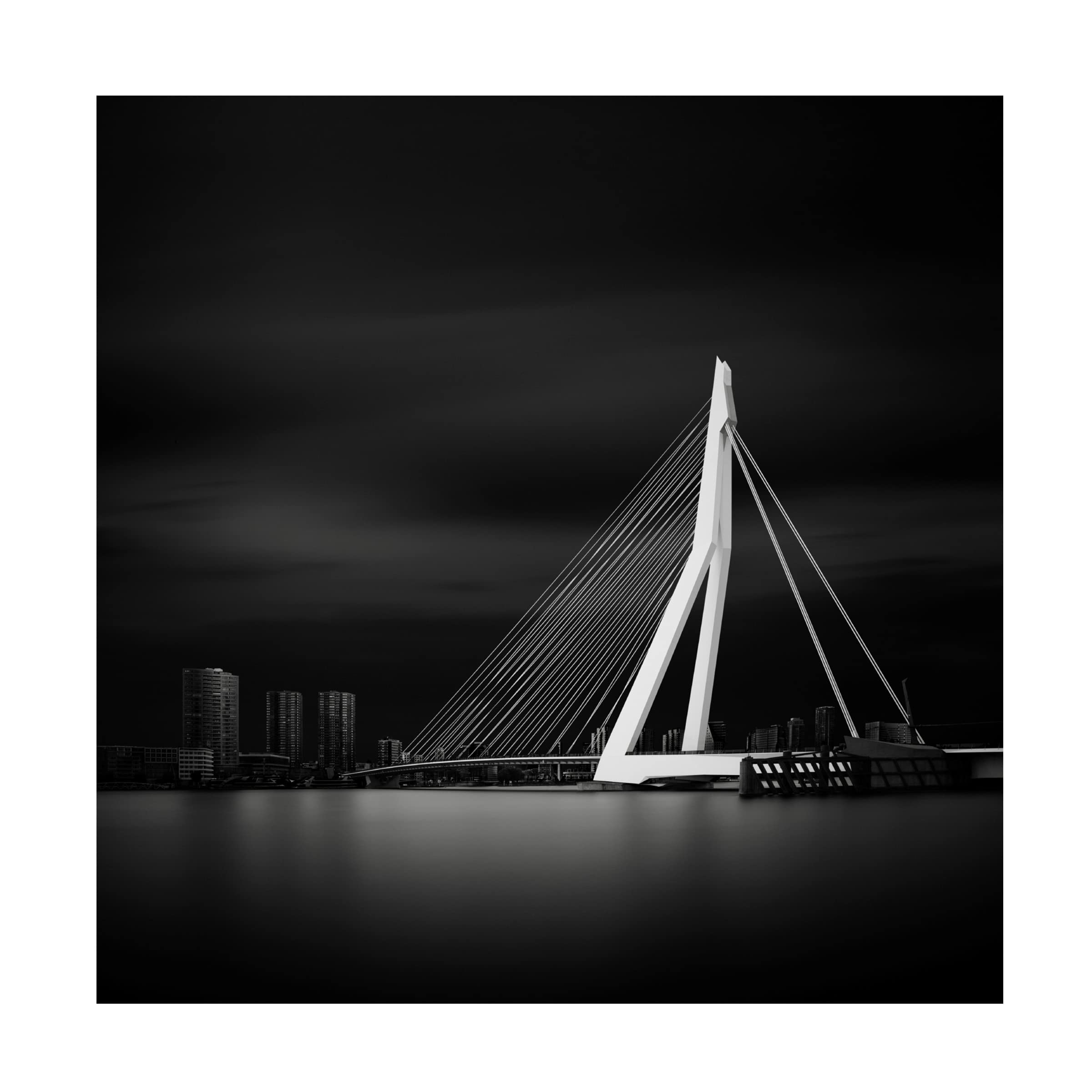 Trademark Fine Art 'Erasmusbrug' Canvas Art Print by Haggard - Modern Bridge Painting for Living Room, Office & Home Decor