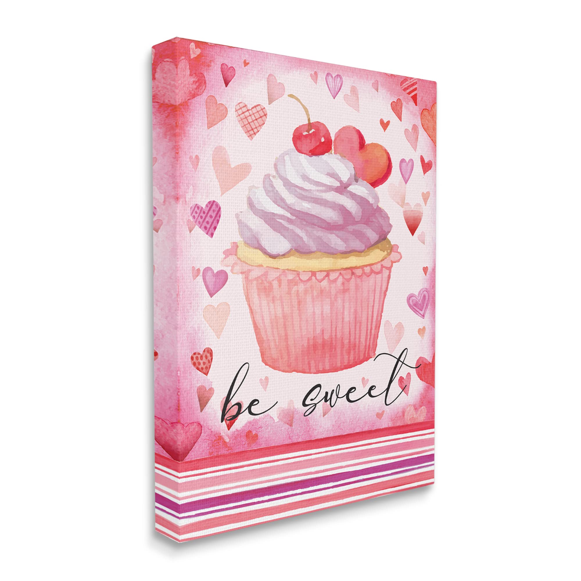 Stupell Industries Romantic Hearts Cupcake Canvas Wall Art - Sweet Love Decor by ND Art | Perfect for Bedroom, Kitchen & Valentine's Day Gift