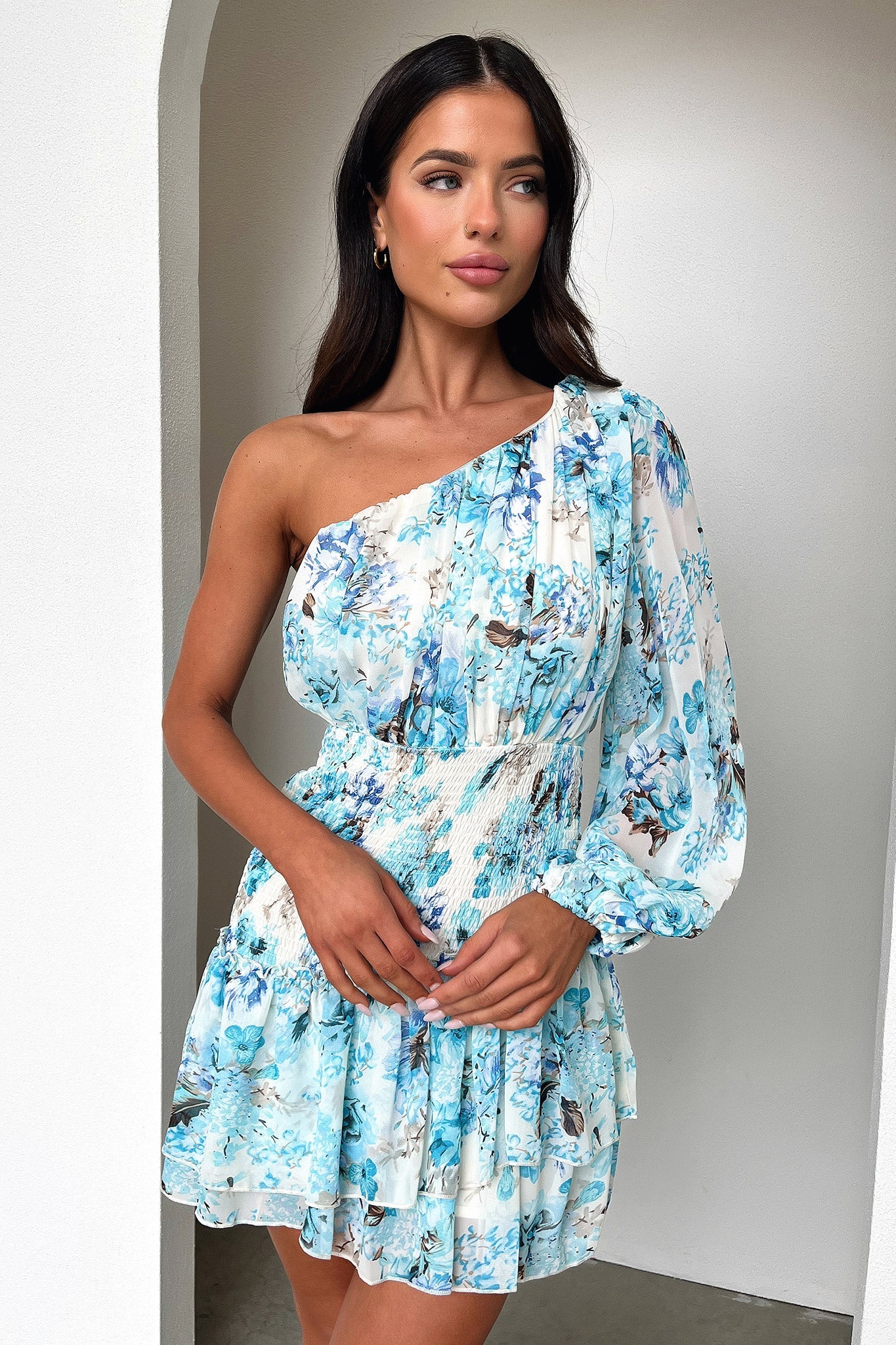 Katina Mini Dress - Dark Blue Floral Print Summer Dress for Women | Casual & Party Wear | Perfect for Beach, Vacation, and Date Nights