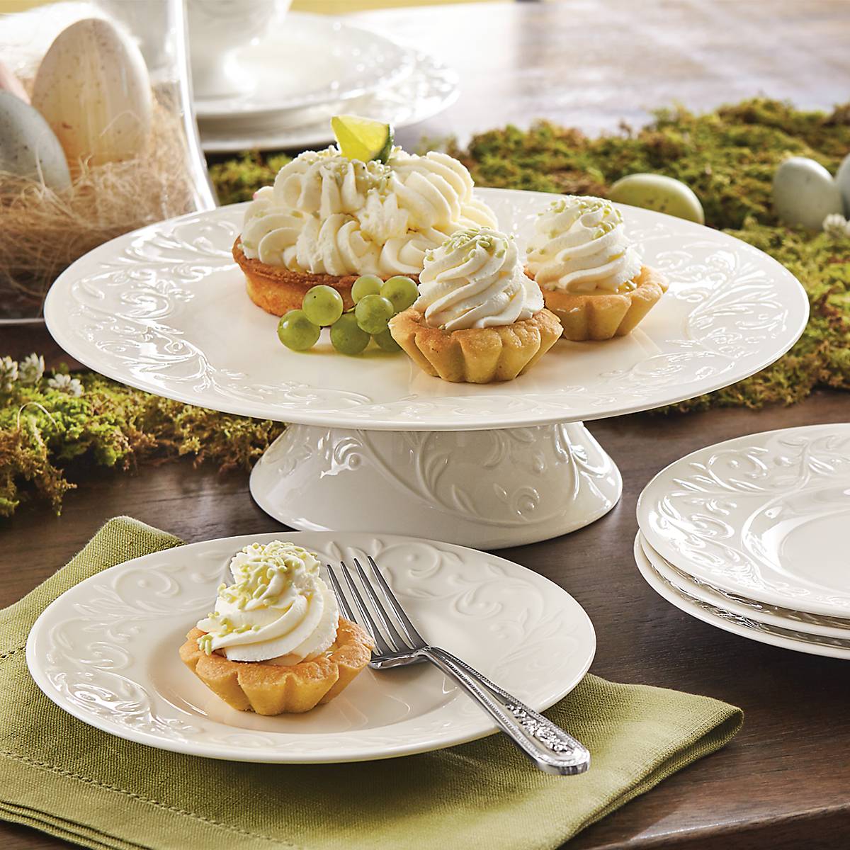 Opal Innocence Carved 4-Piece Dinner Plate Set - Elegant Stoneware for Fine Dining & Special Occasions