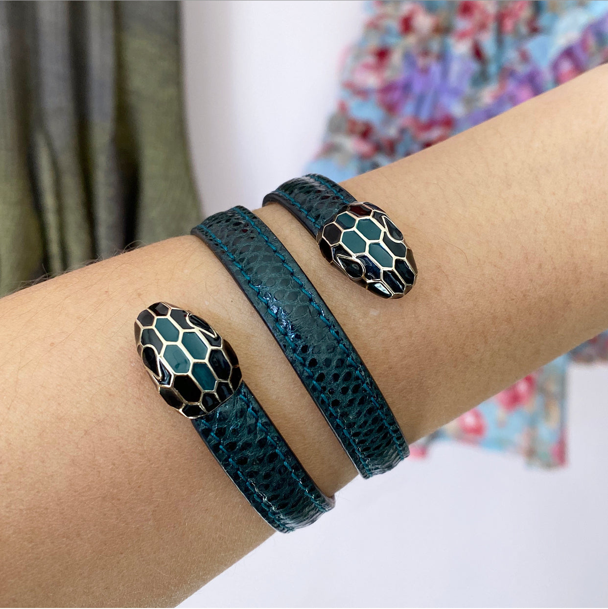 Bulgari Serpenti Forever Cleopatra Karung Lizard Double Wrap Bracelet - Luxury Italian Designer Jewelry for Women | Perfect for Evening Events, Weddings & Special Occasions