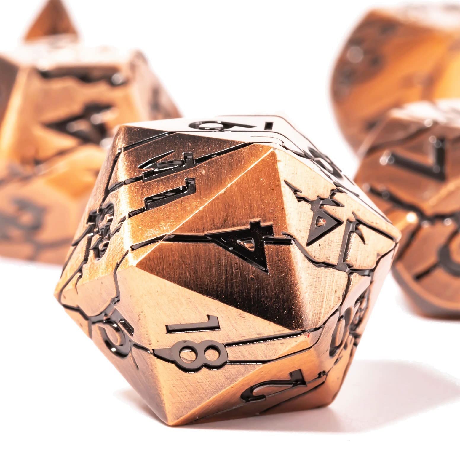 Premium DND Metal Dice Set - Archaic Ruins Cracked Copper Polyhedral RPG Dice for Dungeons & Dragons, Pathfinder, Tabletop Games - Perfect for Fantasy Roleplaying & Collectors