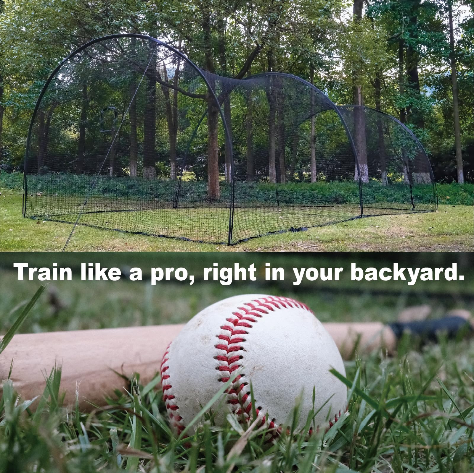 22/30 FT Portable Baseball & Softball Batting Cage - Durable Backyard Practice Net with Pitching Machine Hole & Removable Door - Perfect for Home Training, Team Drills & Youth Baseball Practice