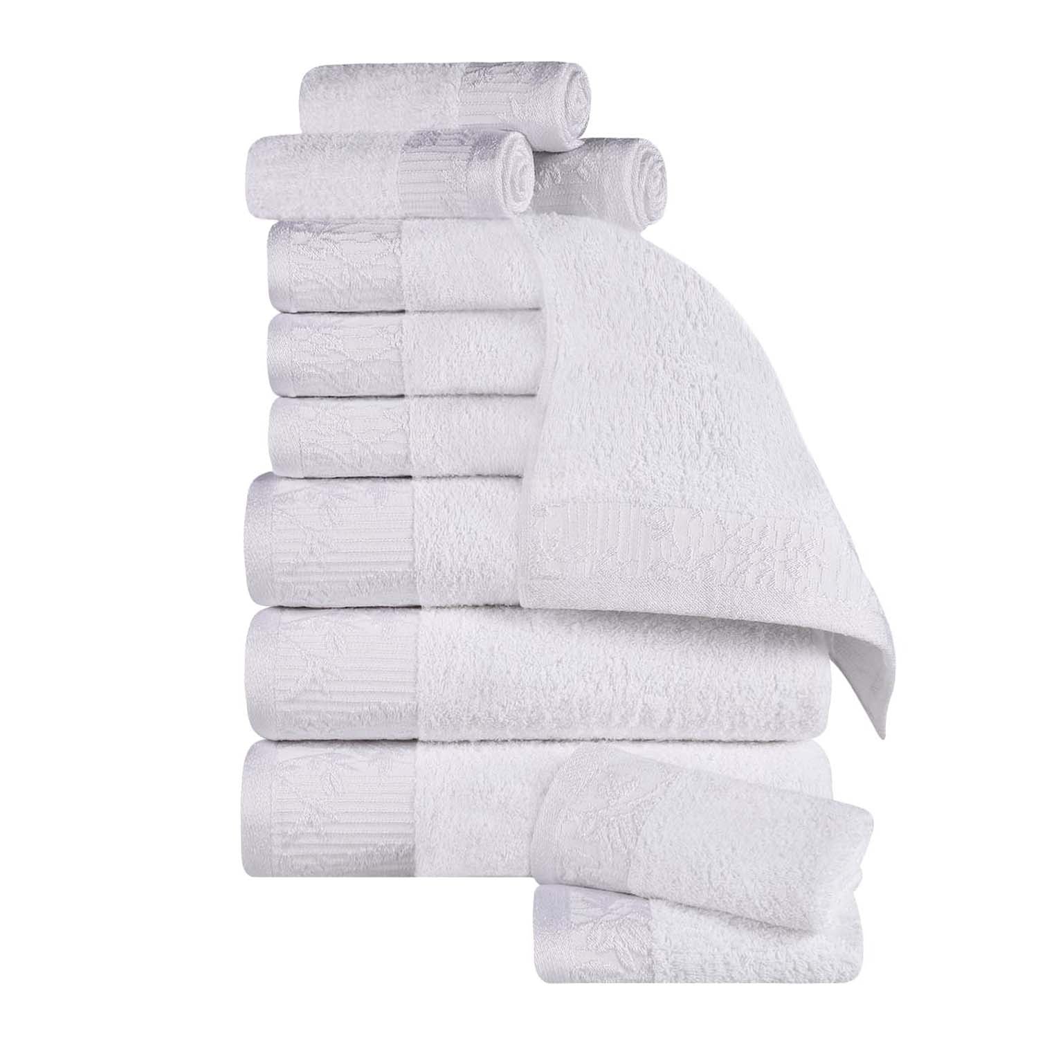 Wisteria Cotton Floral Embroidered Jacquard 12-Piece Luxury Bath Towel Set | Soft & Absorbent | Perfect for Bathroom, Spa & Guest Room Decor