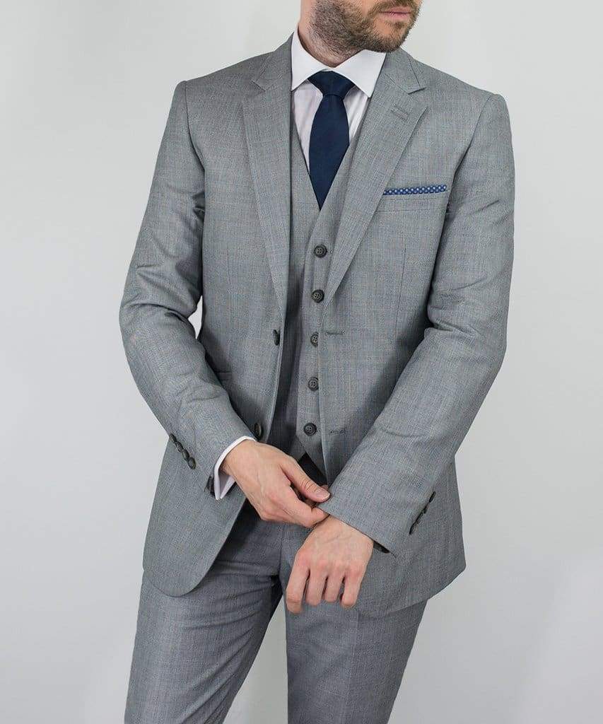 Cavani Reegan Slim Fit Grey Three Piece Suit for Men | Business Formal Wear | Wedding, Office & Special Occasion Outfit