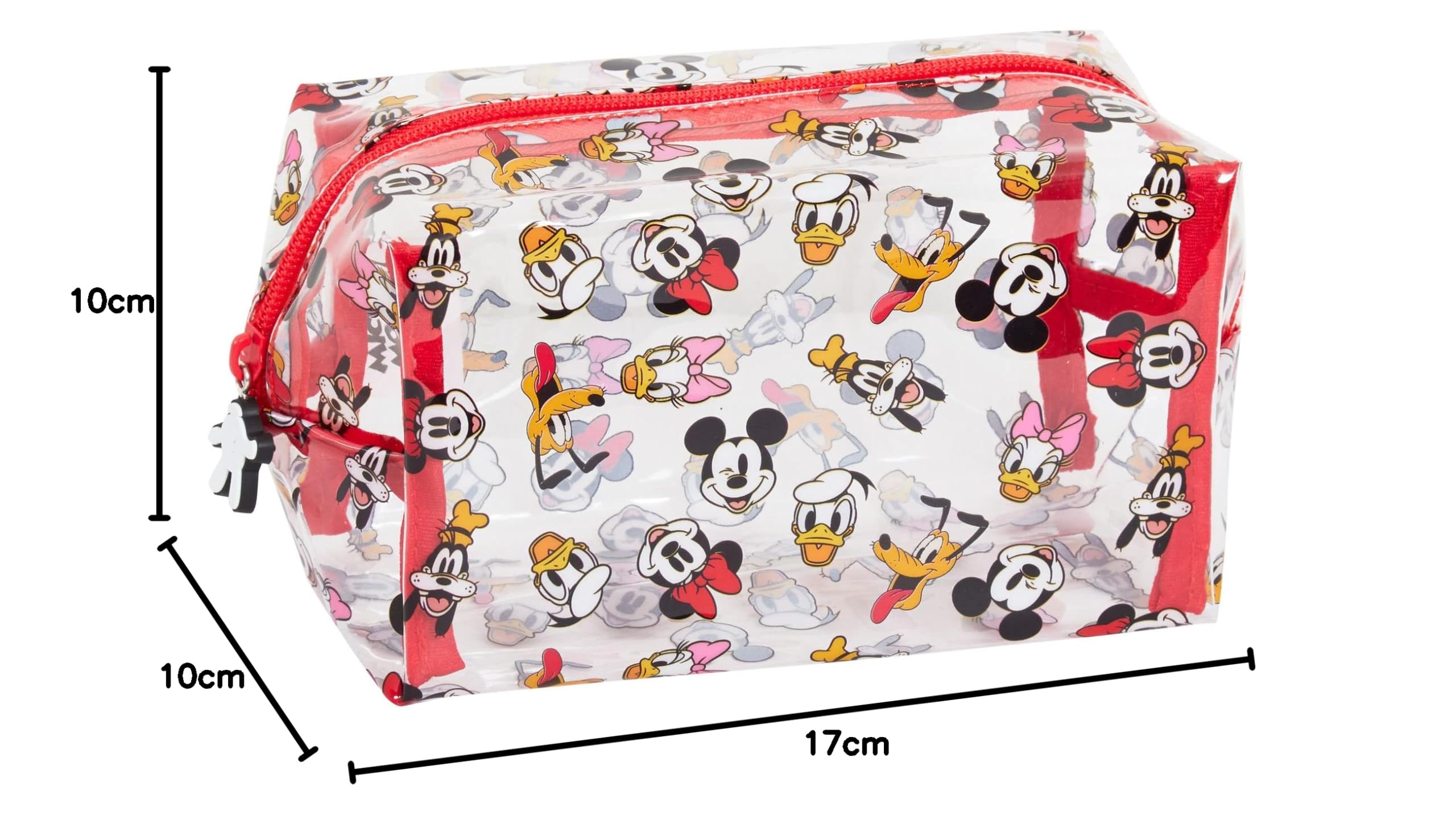 Disney Mickey Mouse & Minnie Mouse Transparent Makeup Bag - Cute Clear Cosmetic Pouch for Girls & Women - Perfect for School, Travel, and Organizing Pencils & Beauty Essentials
