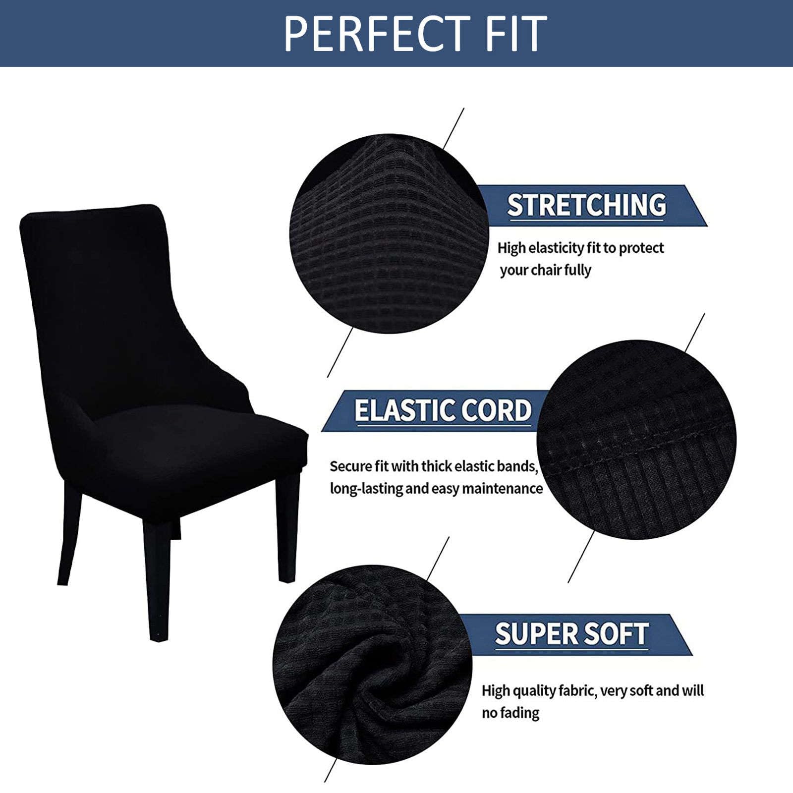 Stretch Wingback Chair Cover Set of 4 - Plaid Dining & Bedroom Protector