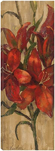 Vivid Red Lily on Gold