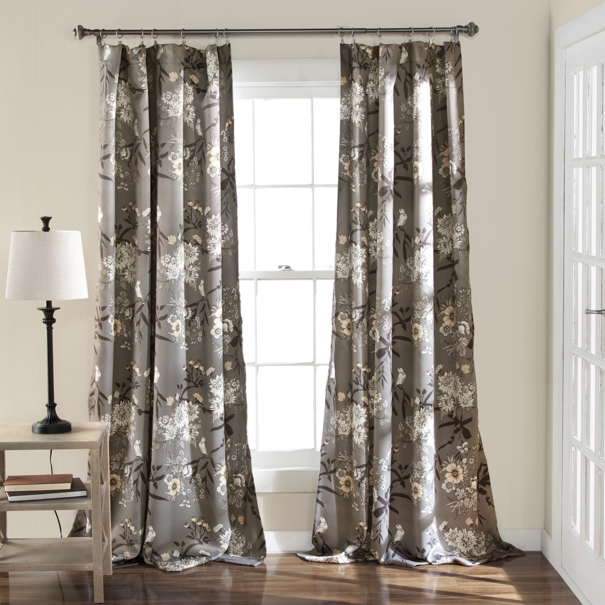 Botanical Garden Light Filtering Window Curtain Panel Set - Floral Print Sheer Drapes for Living Room, Bedroom & Nursery - Soft Sunlight & Privacy - 2 Panels 84 Inch Length