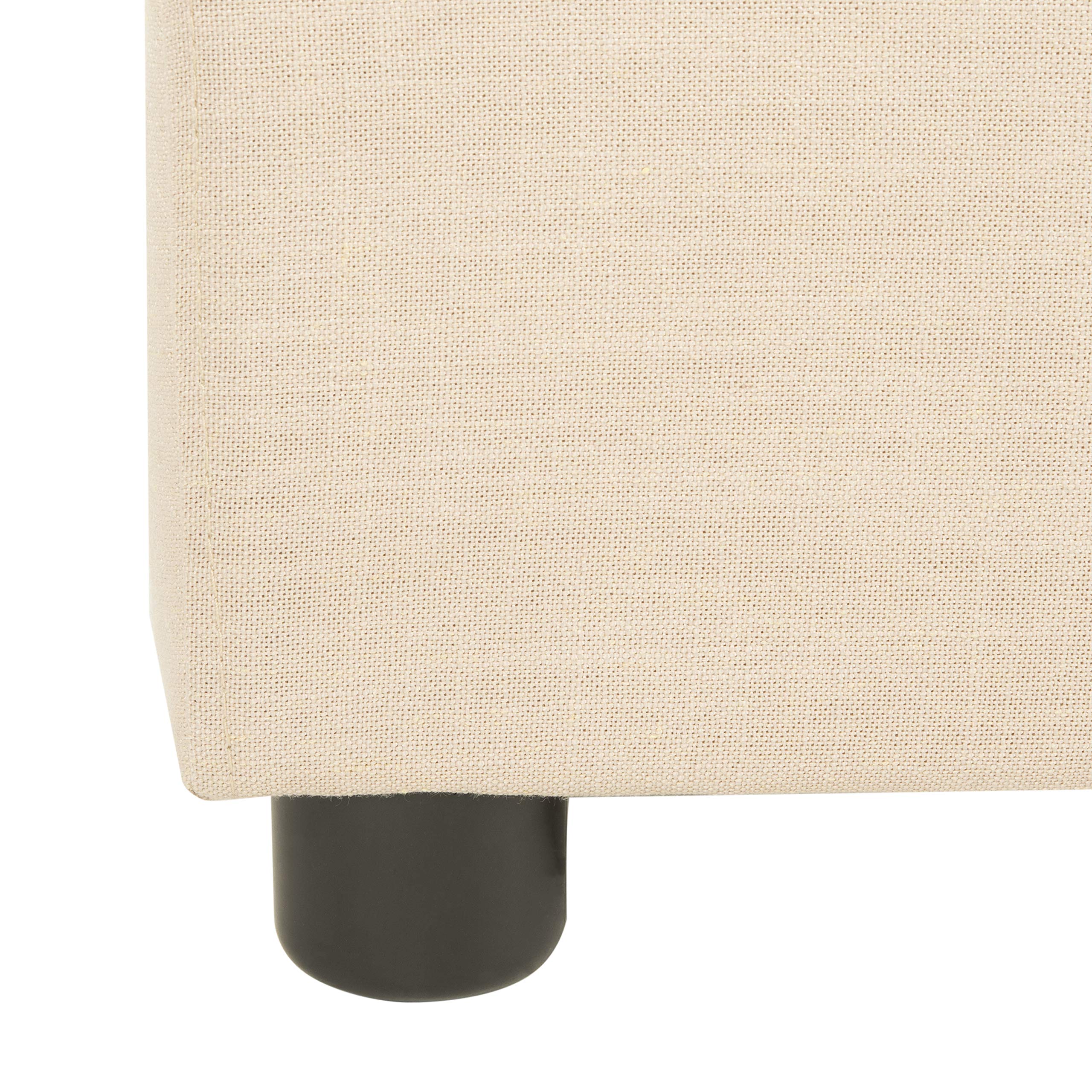 Safavieh Home Carter Contemporary Beige Linen Queen Size Bed Frame - Modern Minimalist Bedroom Furniture for Master Bedroom, Guest Room & Apartment