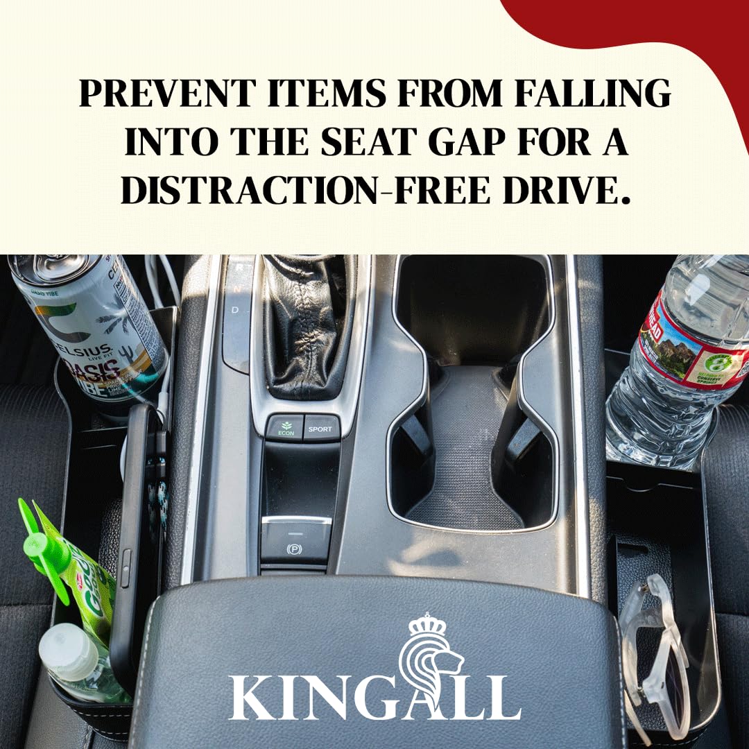 Premium Car Seat Gap Filler Organizer 2 Pack - Universal Fit Cup Holder & Storage Tray for Front Seat Console | Perfect for Phones, Keys & Small Items | Ideal for Sedans, SUVs & Trucks