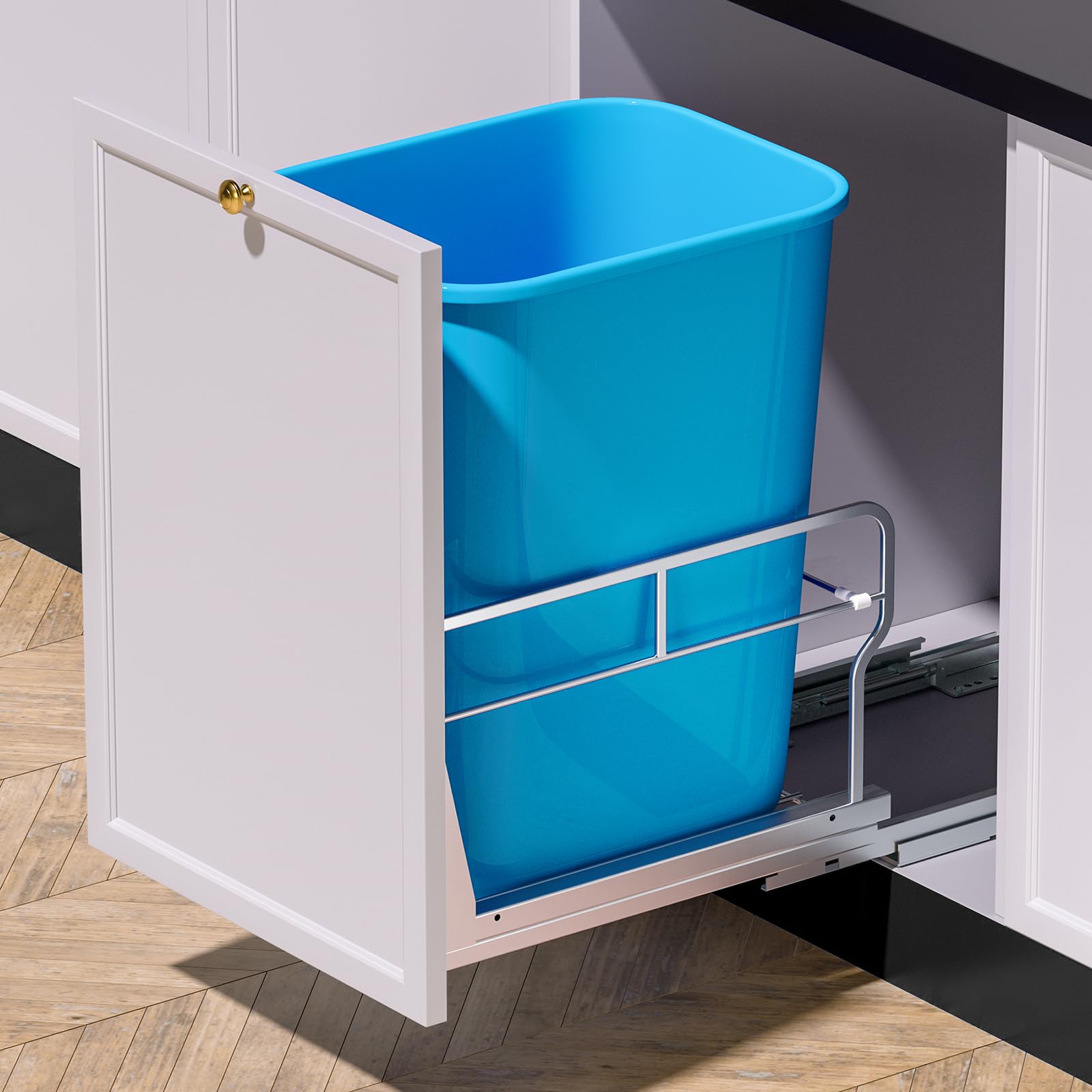 Insputer Pull Out Trash Can Under Cabinet with Soft-Close Slides - Heavy Duty Under Sink Trash Can Kit for Kitchen (Garbage Can Not Included) - Fits 12