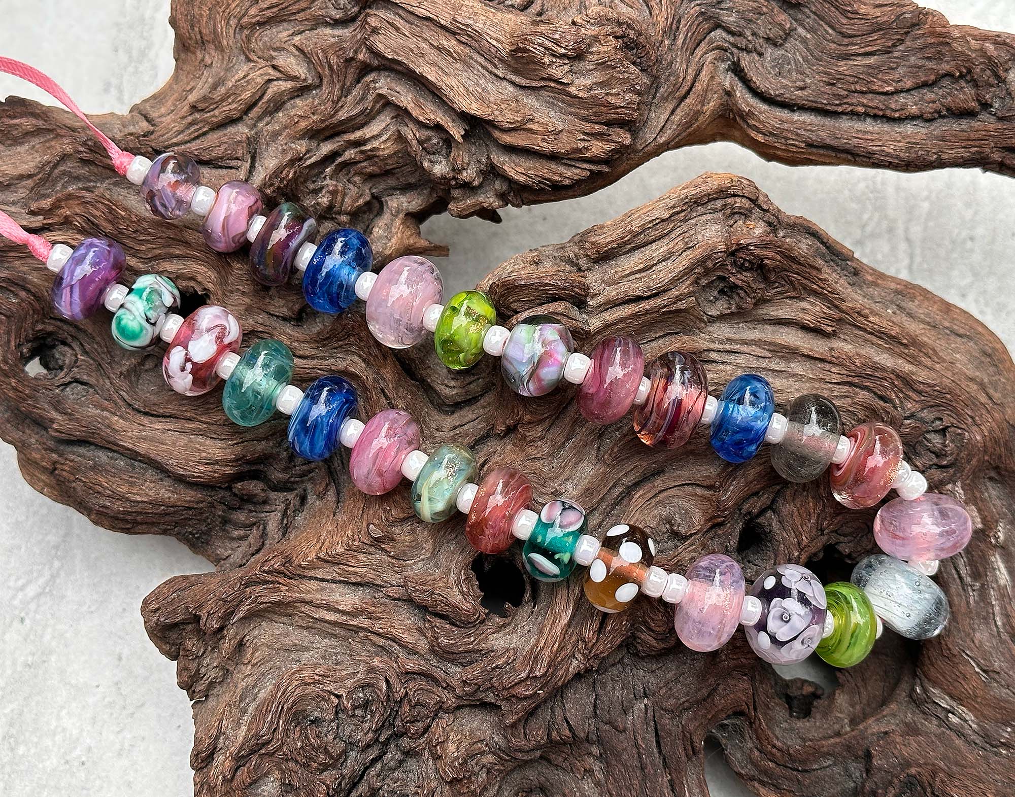 27pcs Pink Orphan Lampwork Glass Beads for Jewelry Making - DIY Bracelets, Necklaces, and Craft Projects