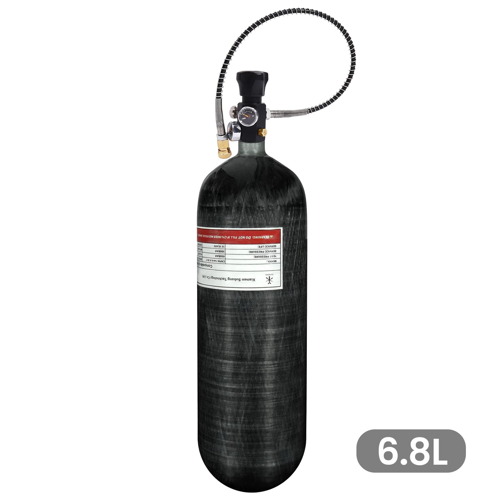 TUXING 4500psi 6.8L/414ci Carbon Fiber Paintball HPA Air Tank - PCP Air System with Dual Gauge Valve & Carry Bag for Outdoor Shooting, Airsoft & Hunting Adventures