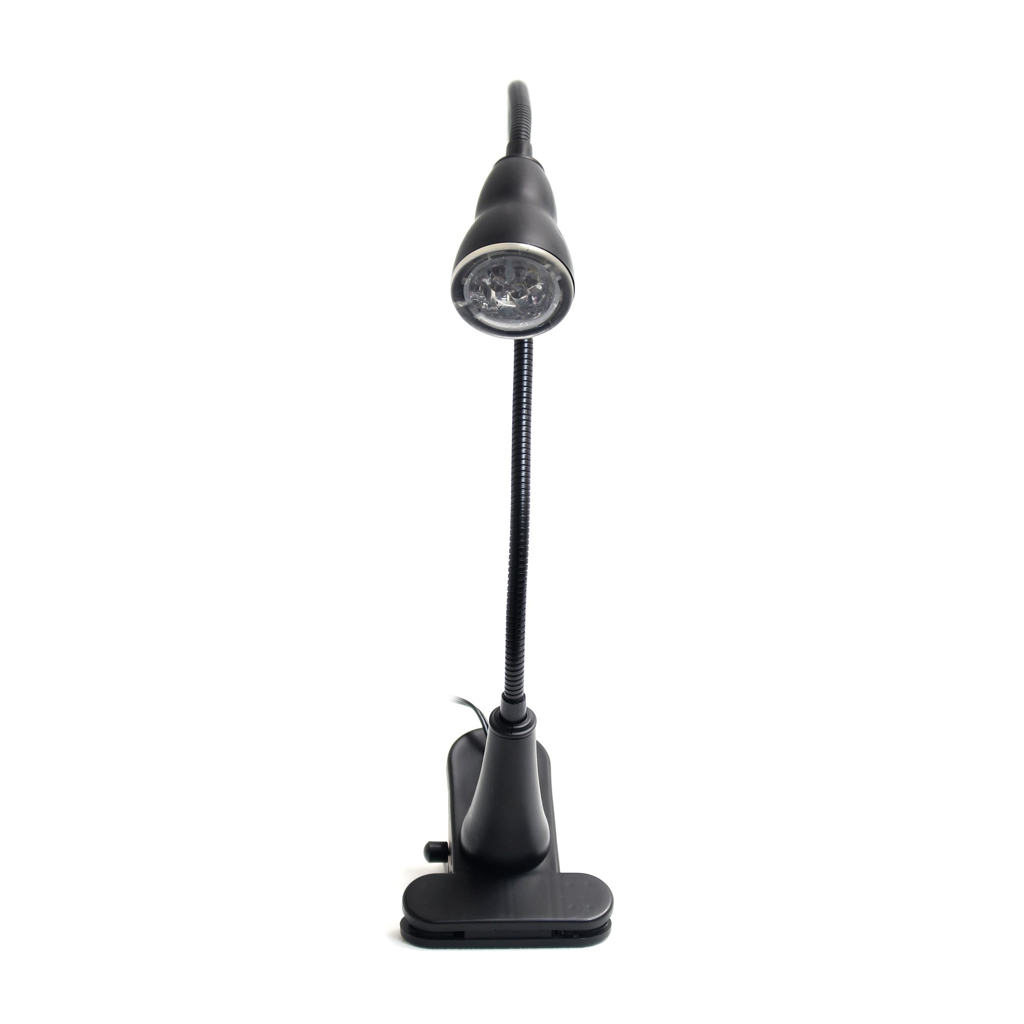Simple Designs LD2015-BLK 1W LED Gooseneck Desk Lamp with Flexible Clip - Black | Adjustable Task Light for Reading, Studying, Office & Nightstand Use