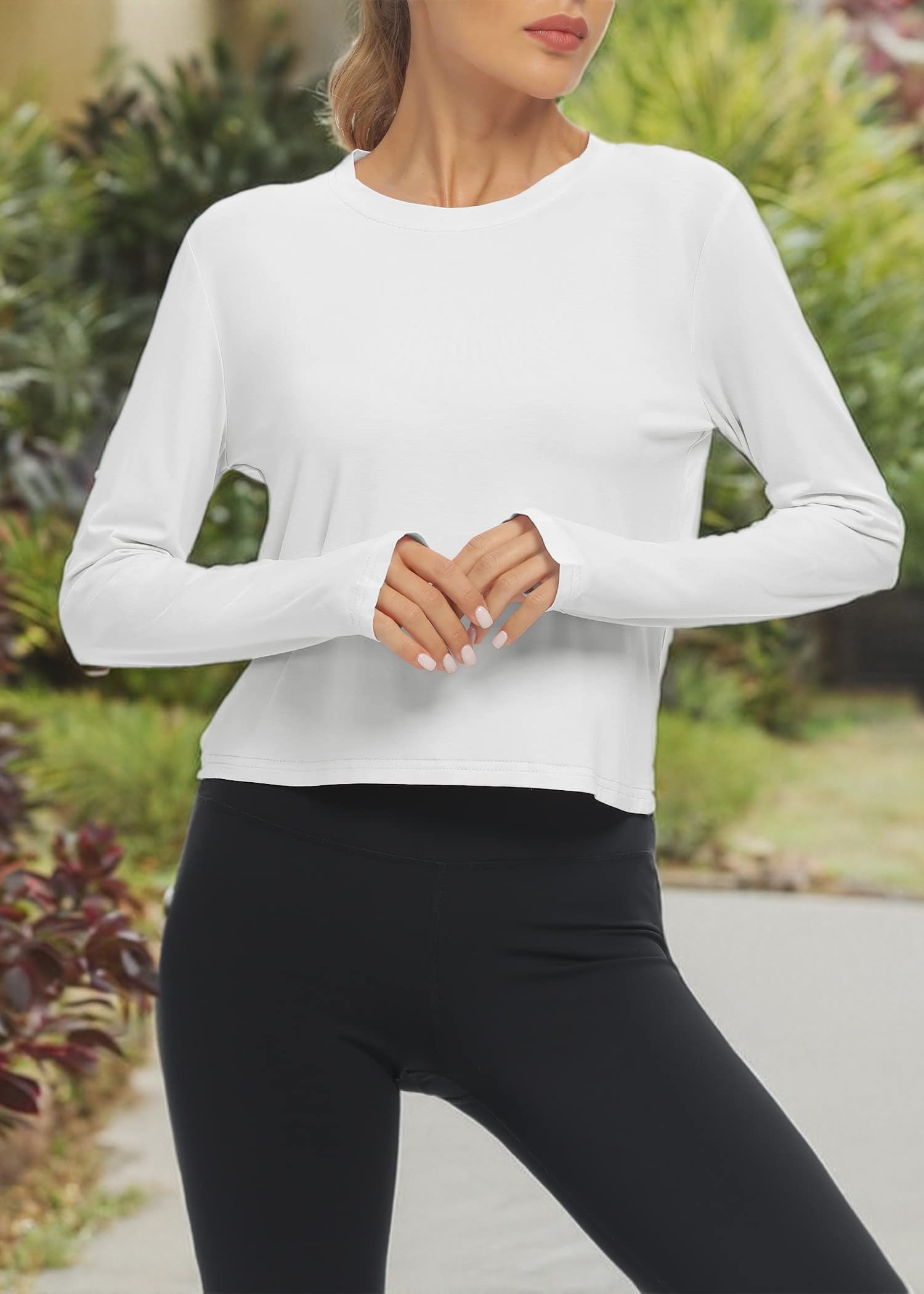 Women's Mippo Long Sleeve Workout Tops - Slightly Cropped Athletic Shirts for Yoga, Running & Gym | Perfect Pair with Leggings for Fitness & Casual Wear