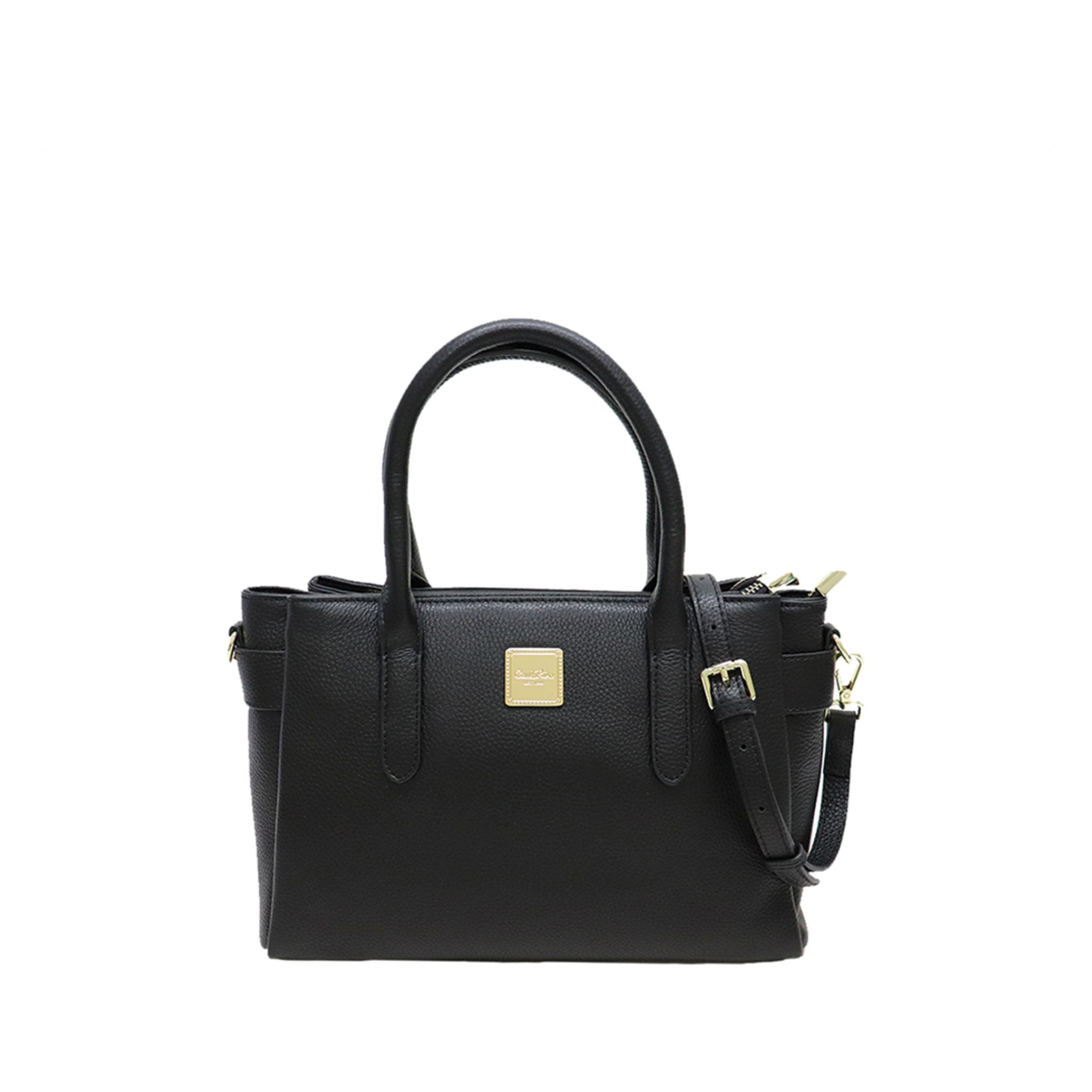 Carlo Rino Women's Leather Satchel Handbag Black - Stylish Crossbody Purse for Work, Travel & Everyday Use