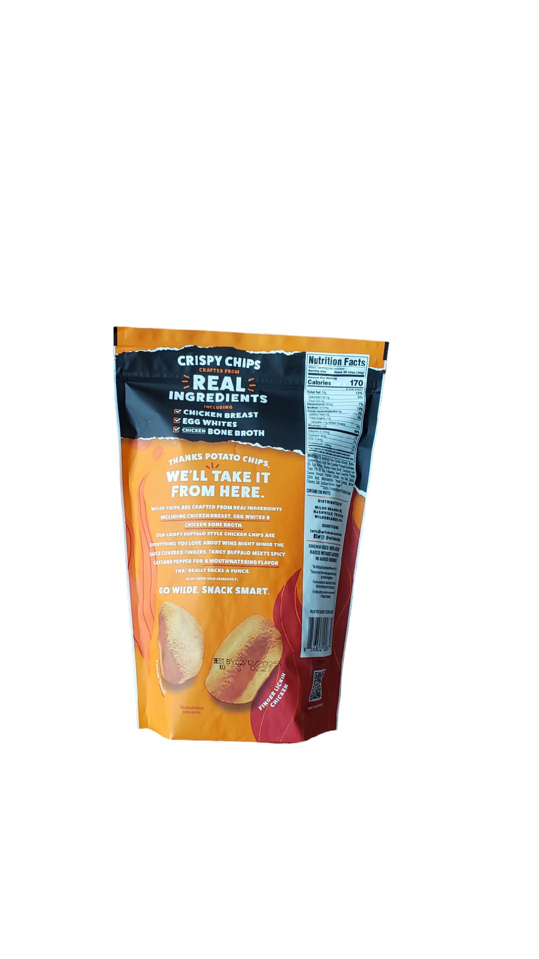 Wilde Protein Chips - Buffalo Style, 7 oz Bag | High Protein Snack for Keto & Low Carb Diet | Perfect for On-the-Go, Gym & Healthy Lifestyle