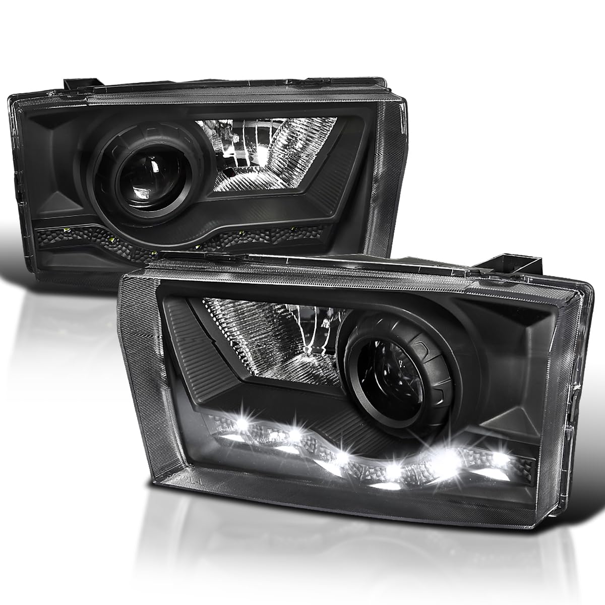 Spec-D Tuning Black Halo LED Projector Headlights with Yellow Fog Lights - Compatible with Ford F250 Super Duty (Left & Right Pair) - Durable Headlamp Assembly for Off-Road & Night Driving