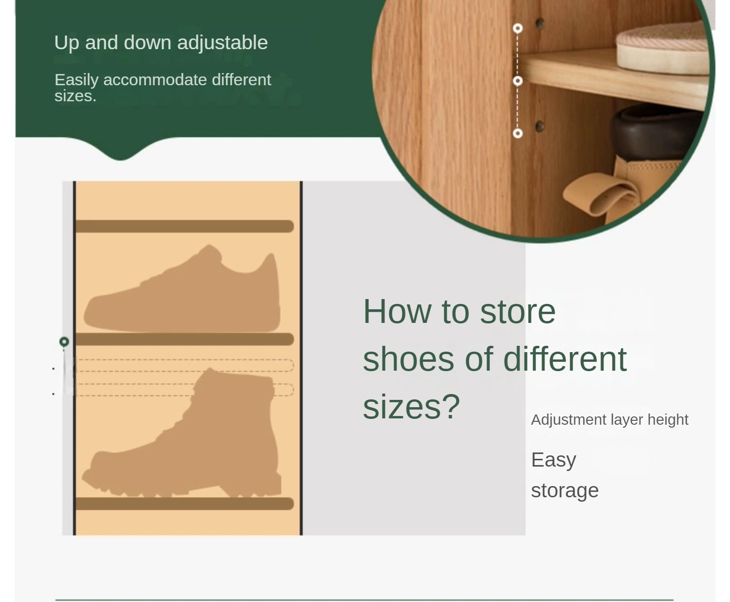 Solid Oak Wood Shoe Cabinet with Partition - Entryway Storage Organizer for Shoes, Boots & Accessories - Perfect for Porch, Mudroom, or Hallway Closet