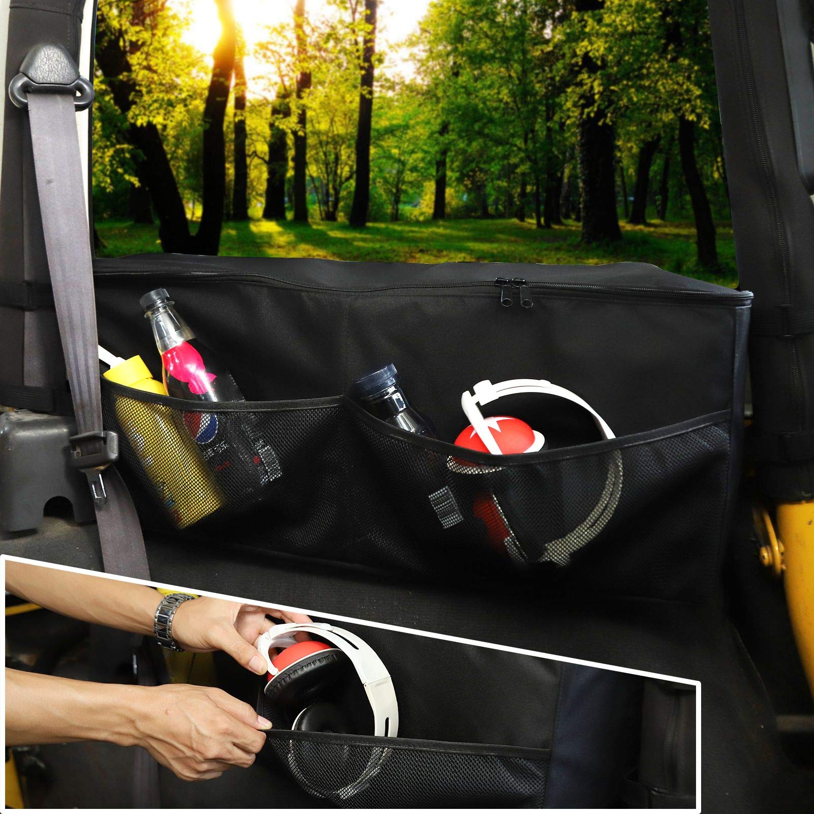 JeCar Trunk Organizer Bag - Heavy Duty Storage Accessories for 1997-2006 Jeep Wrangler TJ (Passenger Side) | Perfect for Road Trips, Camping Gear & Car Organization