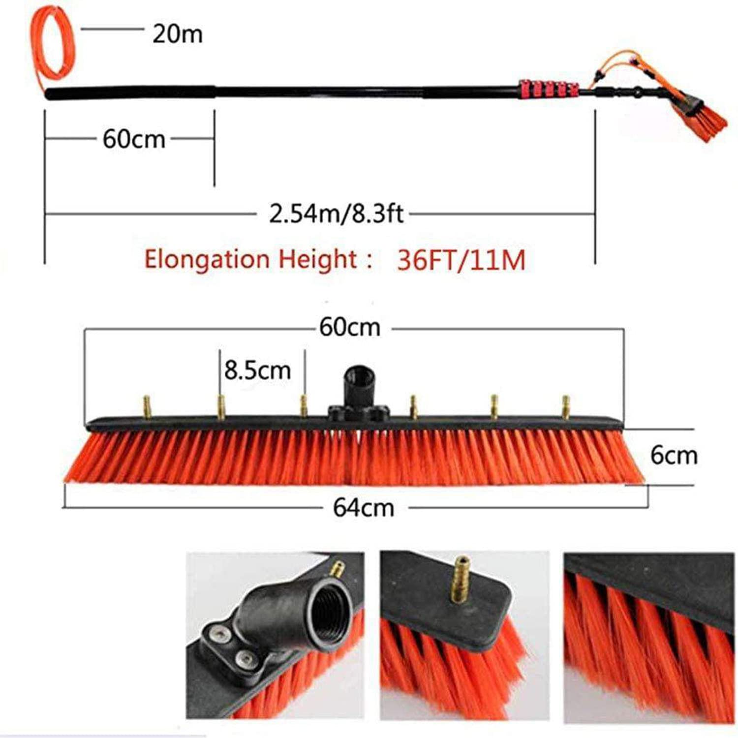 **12FT Telescopic Water Fed Pole Kit - Window Cleaning Brush for Solar Panels & High Windows, Outdoor Glass Washer Wand with Extension Pole (3.6m), Perfect for Hard-to-Reach Windows & Rooftop Cleaning**