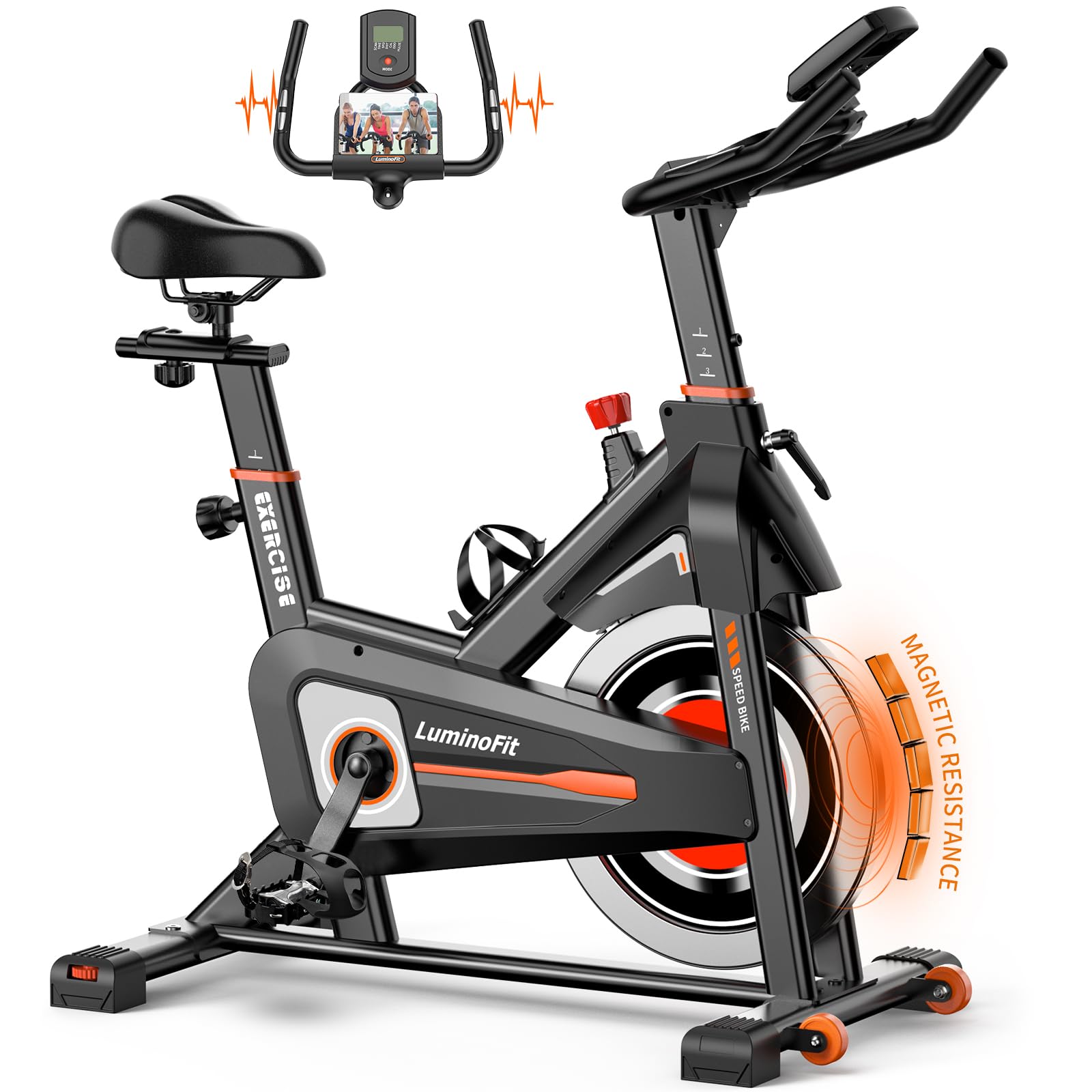 **Magnetic Resistance Exercise Bike for Home - 350lbs Weight Capacity, Silent Belt Drive, LCD Monitor & Tablet Holder - Perfect for Indoor Cycling Workouts & Home Gym Fitness**